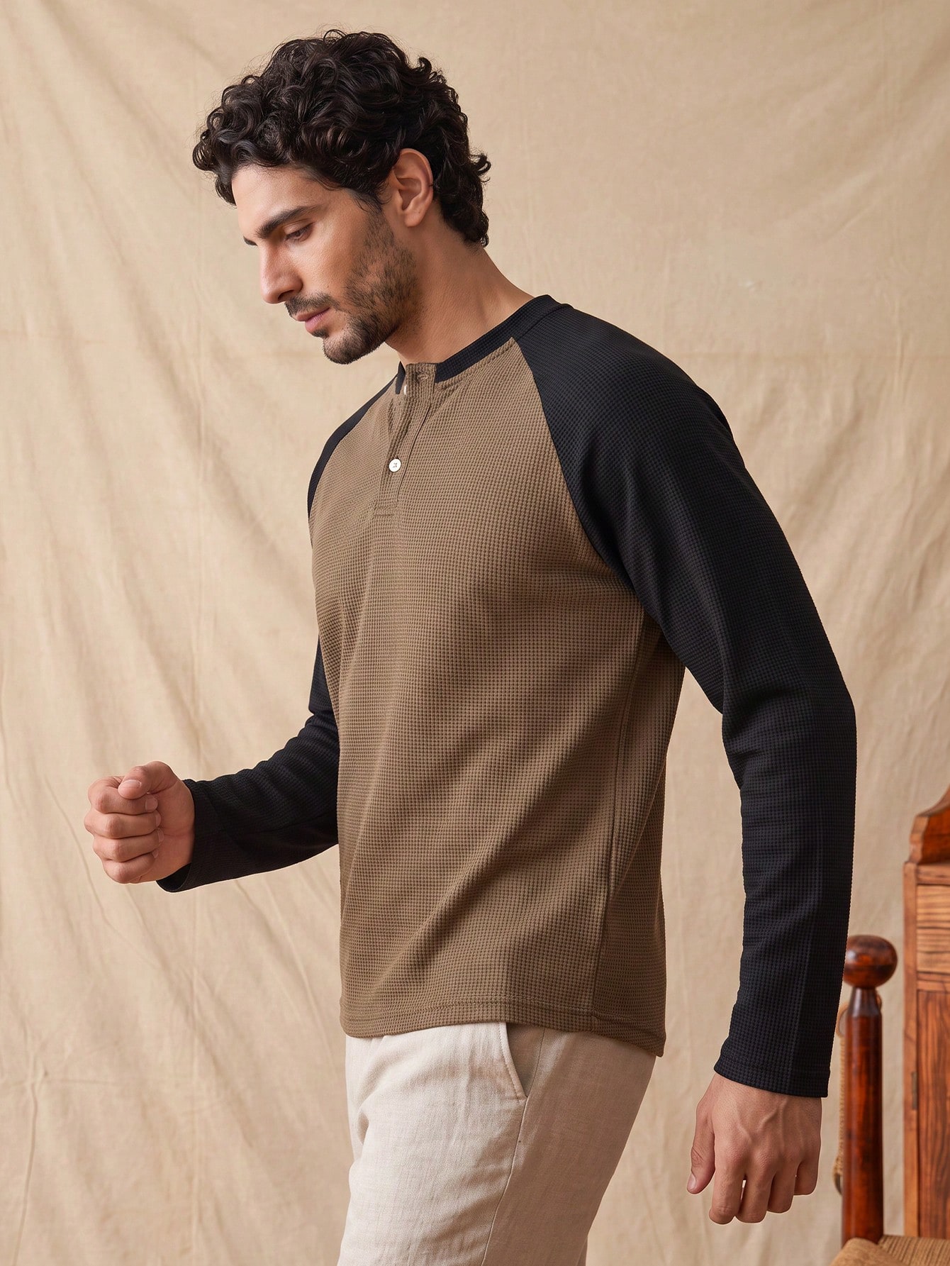Glestore Chemise polo à manches longues style vintage "Old Money" avec blocs de couleurs — vue 5