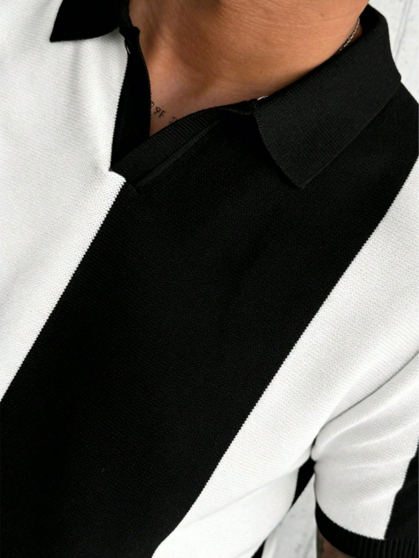 Polo col chemise homme GRDR d'été en patchwork, Top tricoté à manches courtes de style — vue 9