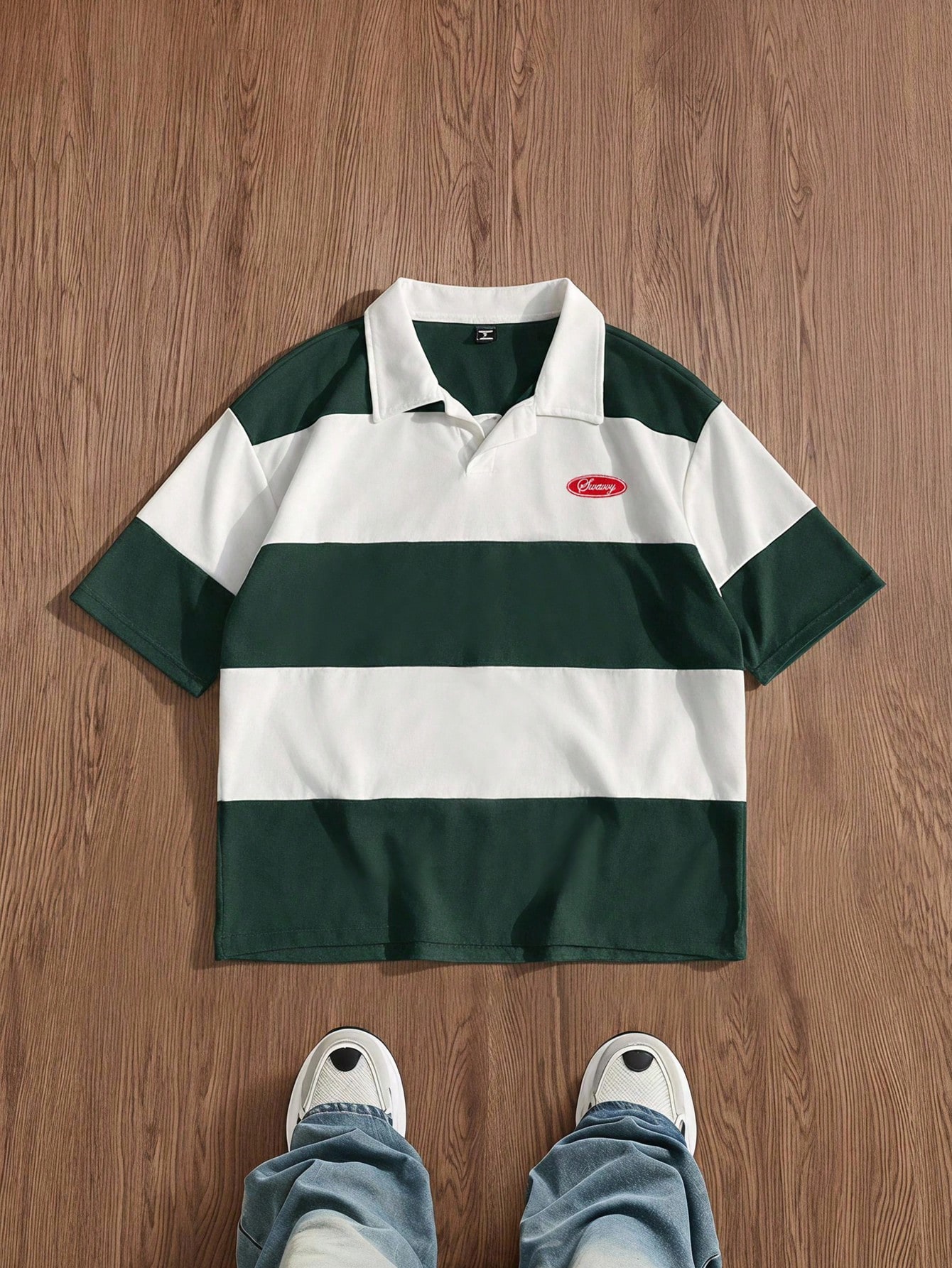 SWAVVY Polo standard pour homme d'été, manches courtes, couleurs bleu et blanc avec — vue 5