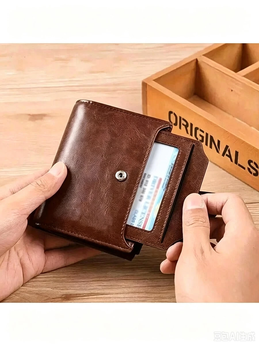 Porte-monnaie pour hommes, portefeuille en PU pour hommes, porte-cartes à fermeture — vue 2