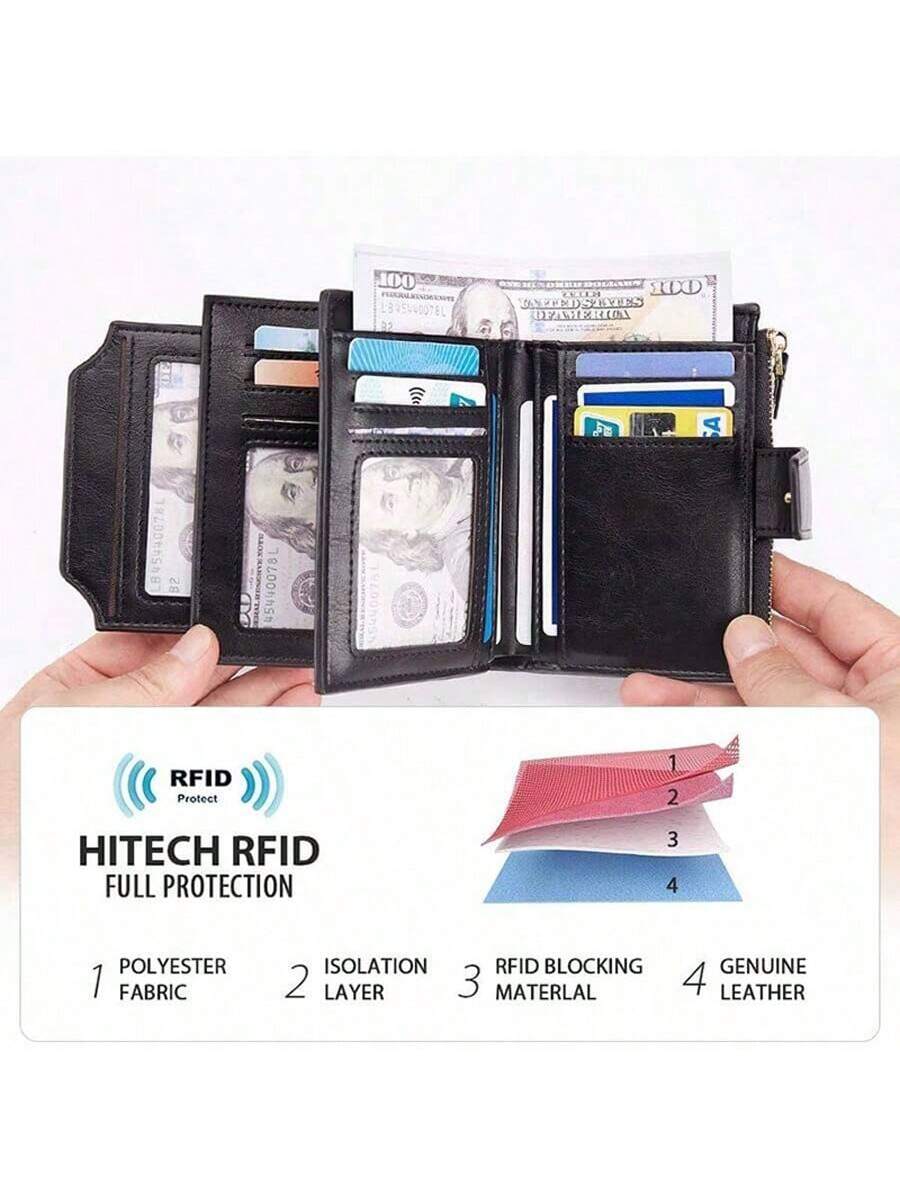 Porte-monnaie pour hommes, portefeuille en PU pour hommes, porte-cartes à fermeture — vue 12