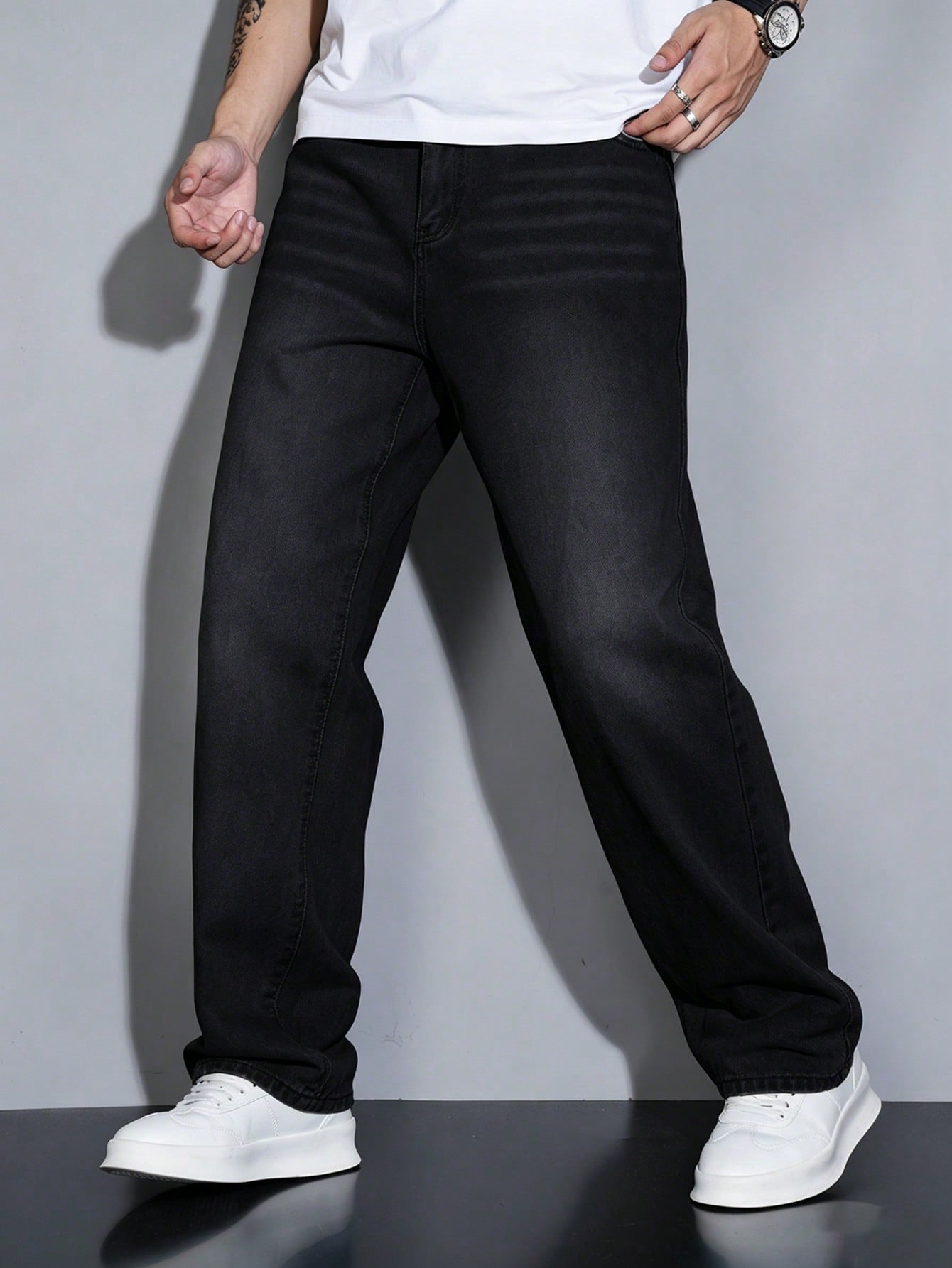 Manfinity Homme Jeans en denim à boutons avec poches, polyvalent et décontracté pour un