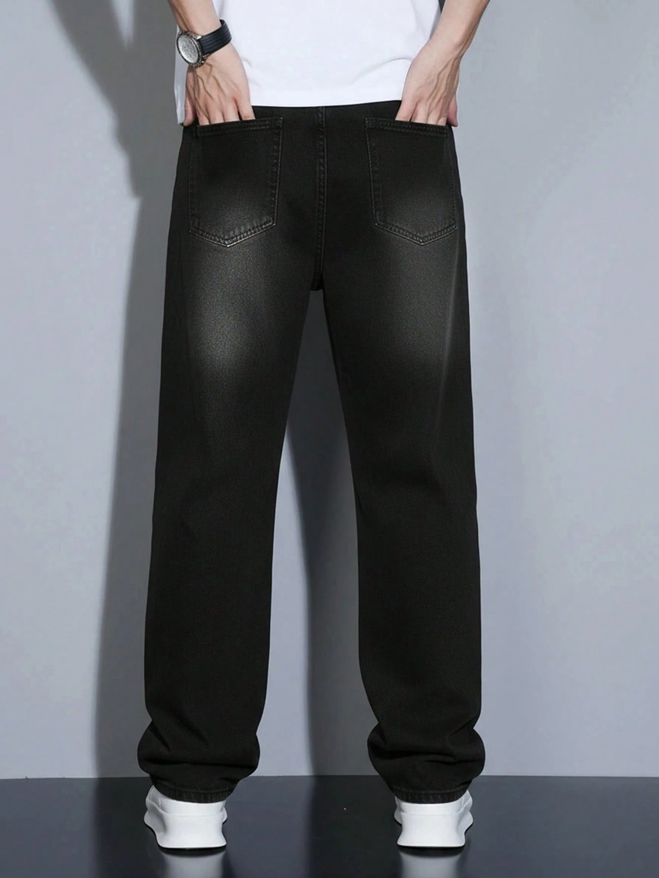 Manfinity Homme Jeans en denim à boutons avec poches, polyvalent et décontracté pour un — vue 2