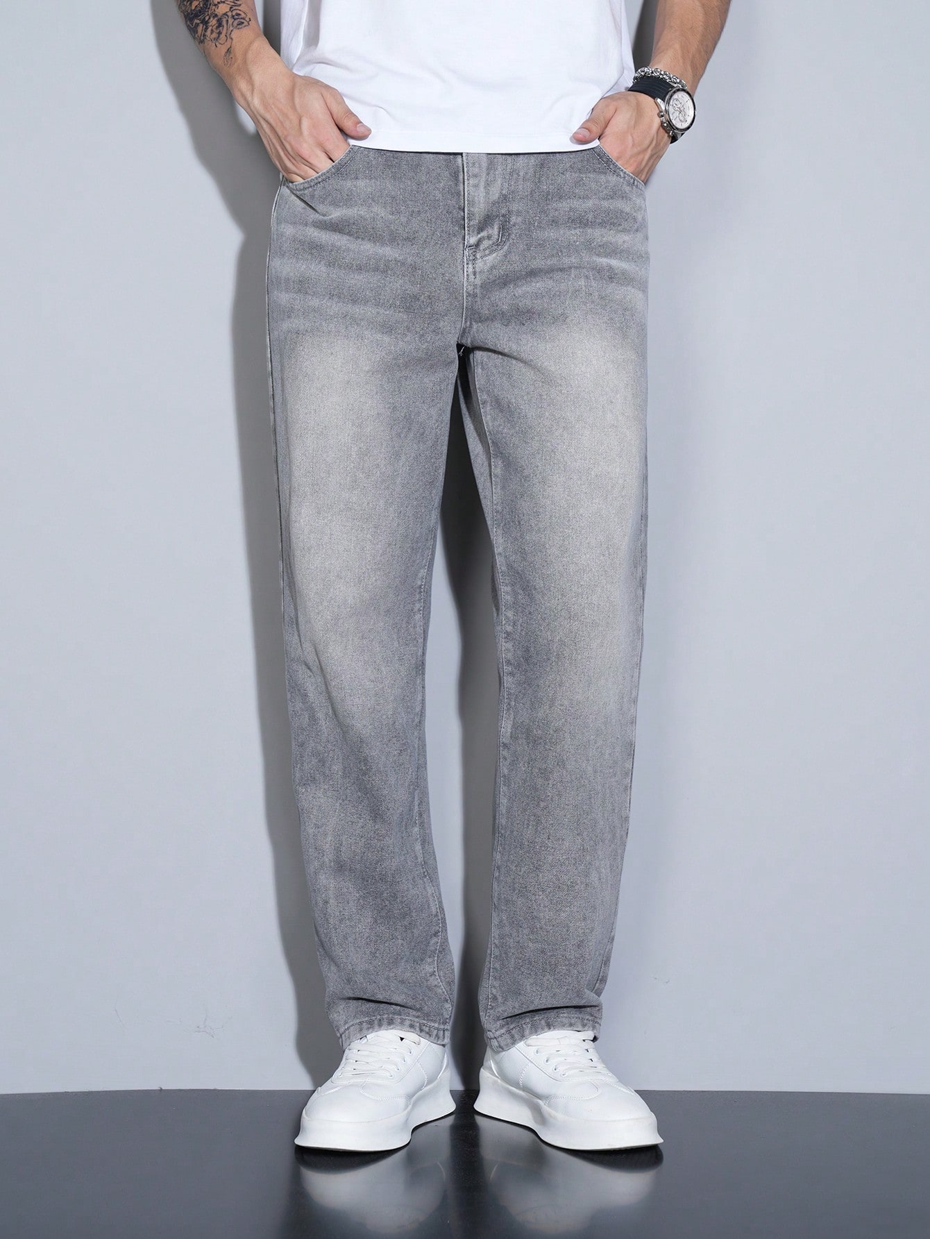 Manfinity Homme Jeans en denim à boutons avec poches, polyvalent et décontracté pour un — vue 4