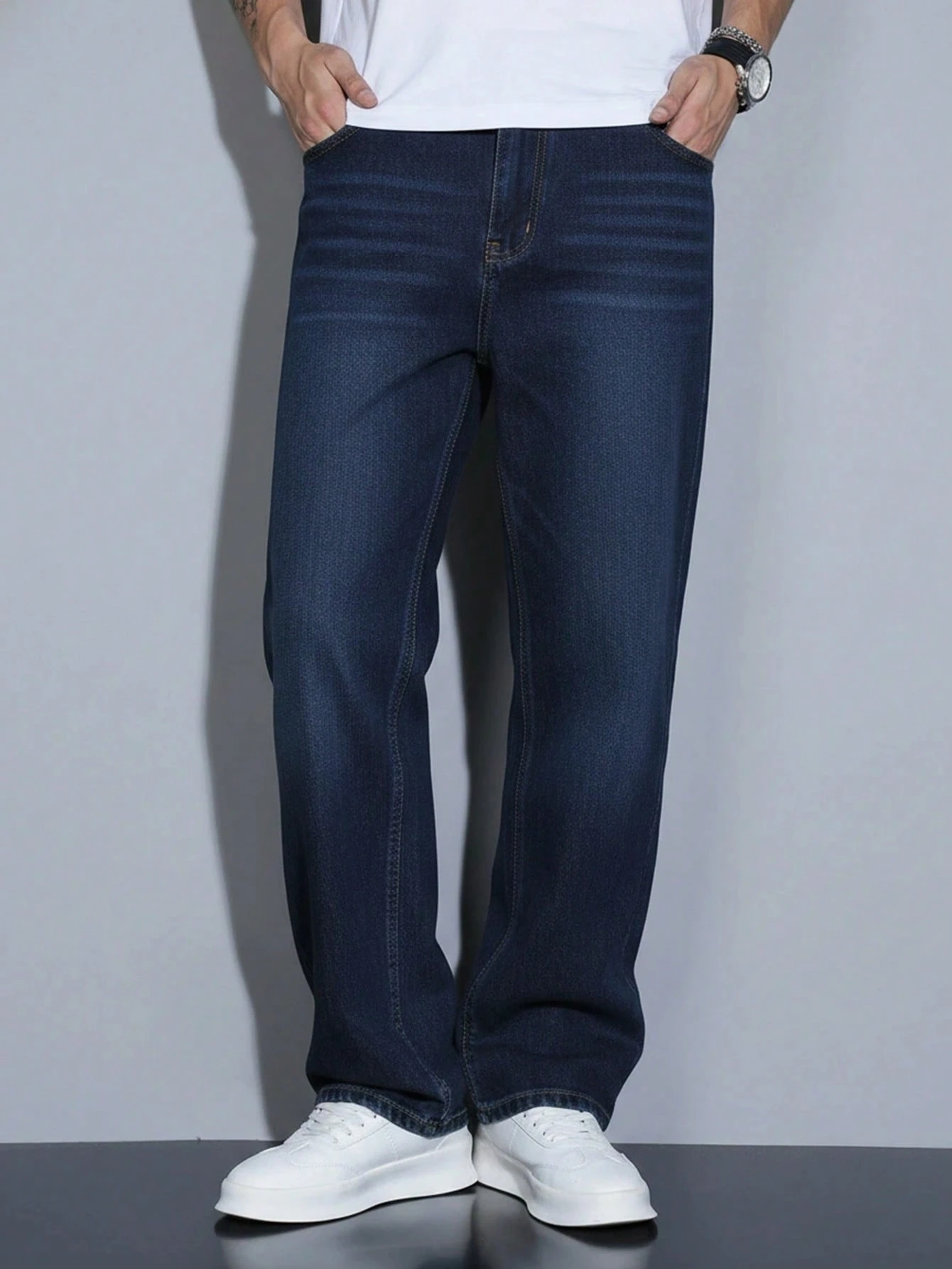 Manfinity Homme Jeans en denim à boutons avec poches, polyvalent et décontracté pour un — vue 10