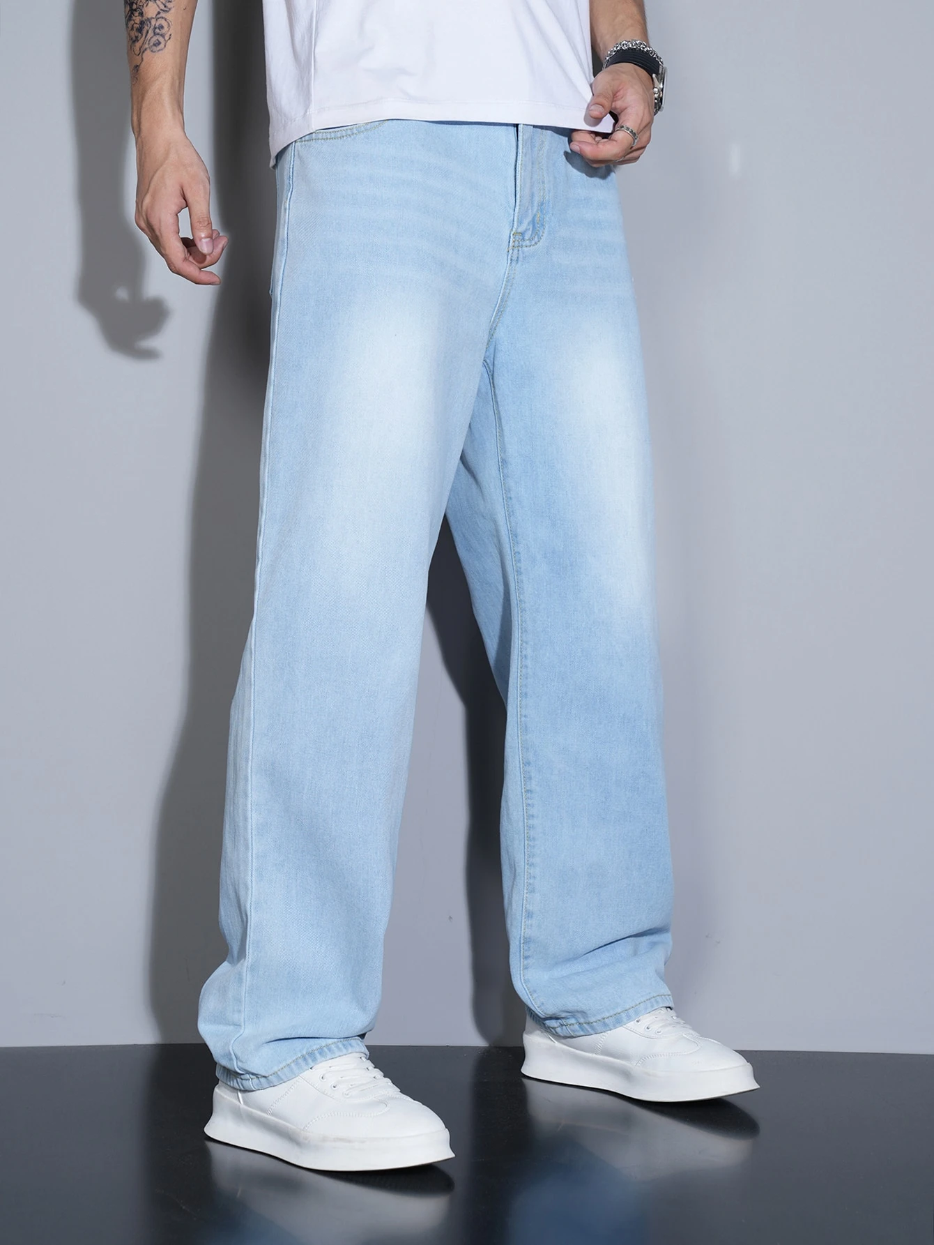 Manfinity Homme Jeans en denim à boutons avec poches, polyvalent et décontracté pour un — vue 6