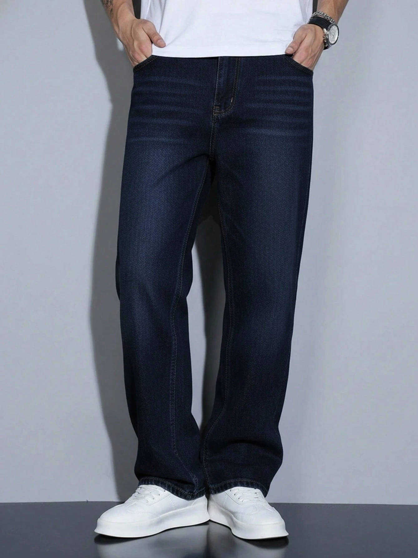 Manfinity Homme Jeans en denim à boutons avec poches, polyvalent et décontracté pour un — vue 8