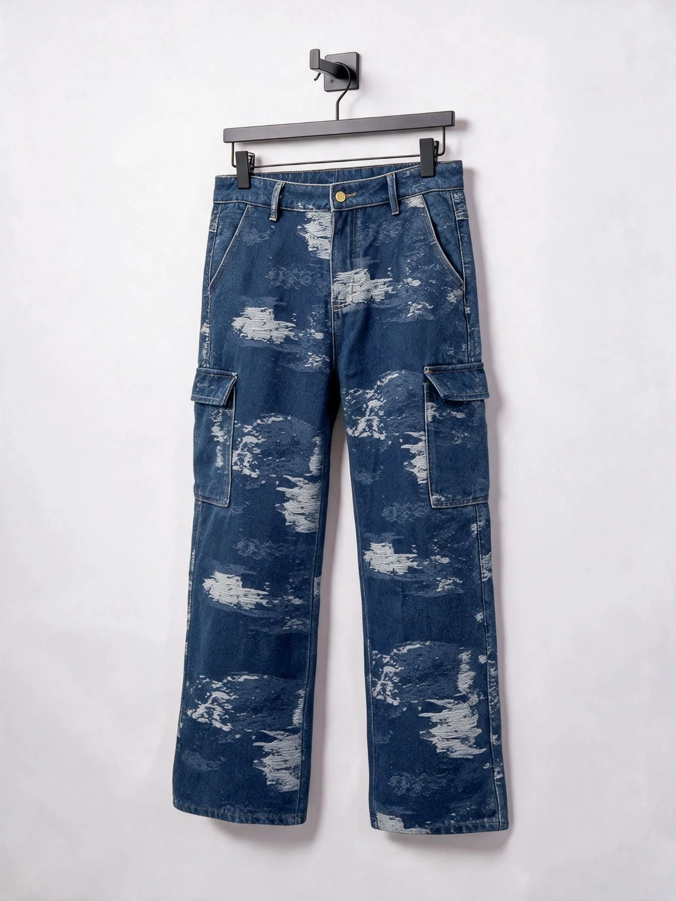 QuarKem Jeans décontractés pour hommes à rayures verticales et multi-poches, mode de rue — vue 8