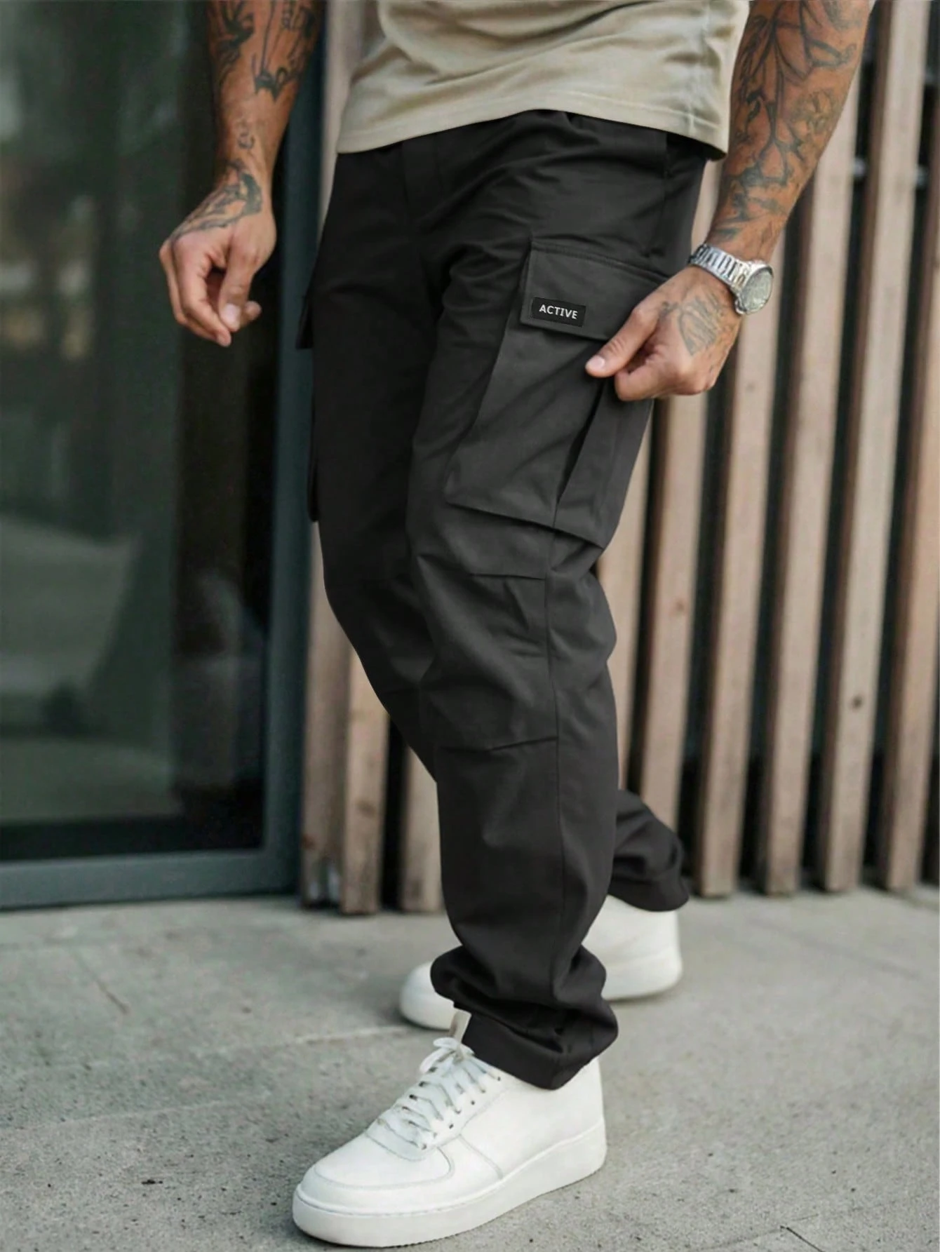 Manfinity Roughcore Pantalon cargo utilitaire de style américain à jambes droites, — vue 6