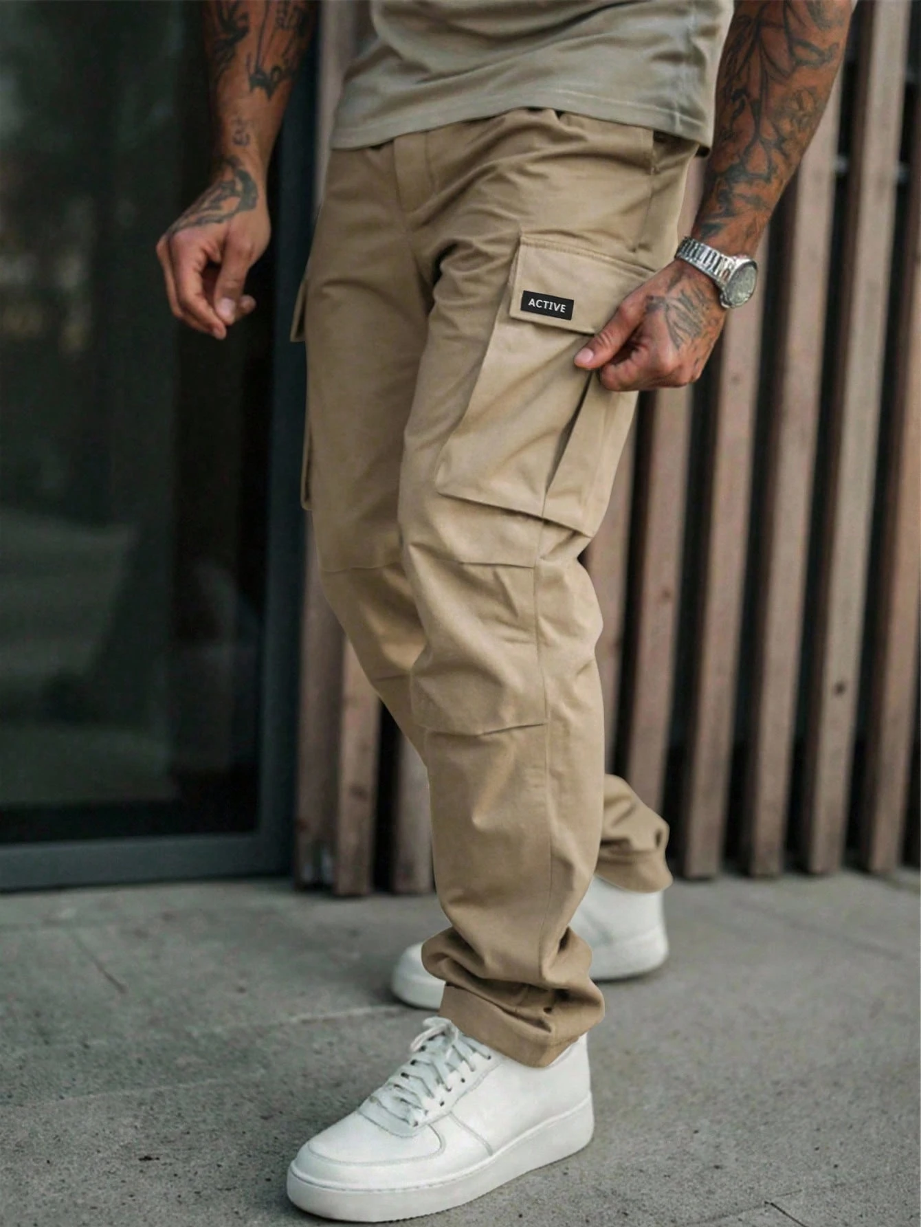 Manfinity Roughcore Pantalon cargo utilitaire de style américain à jambes droites, — vue 9