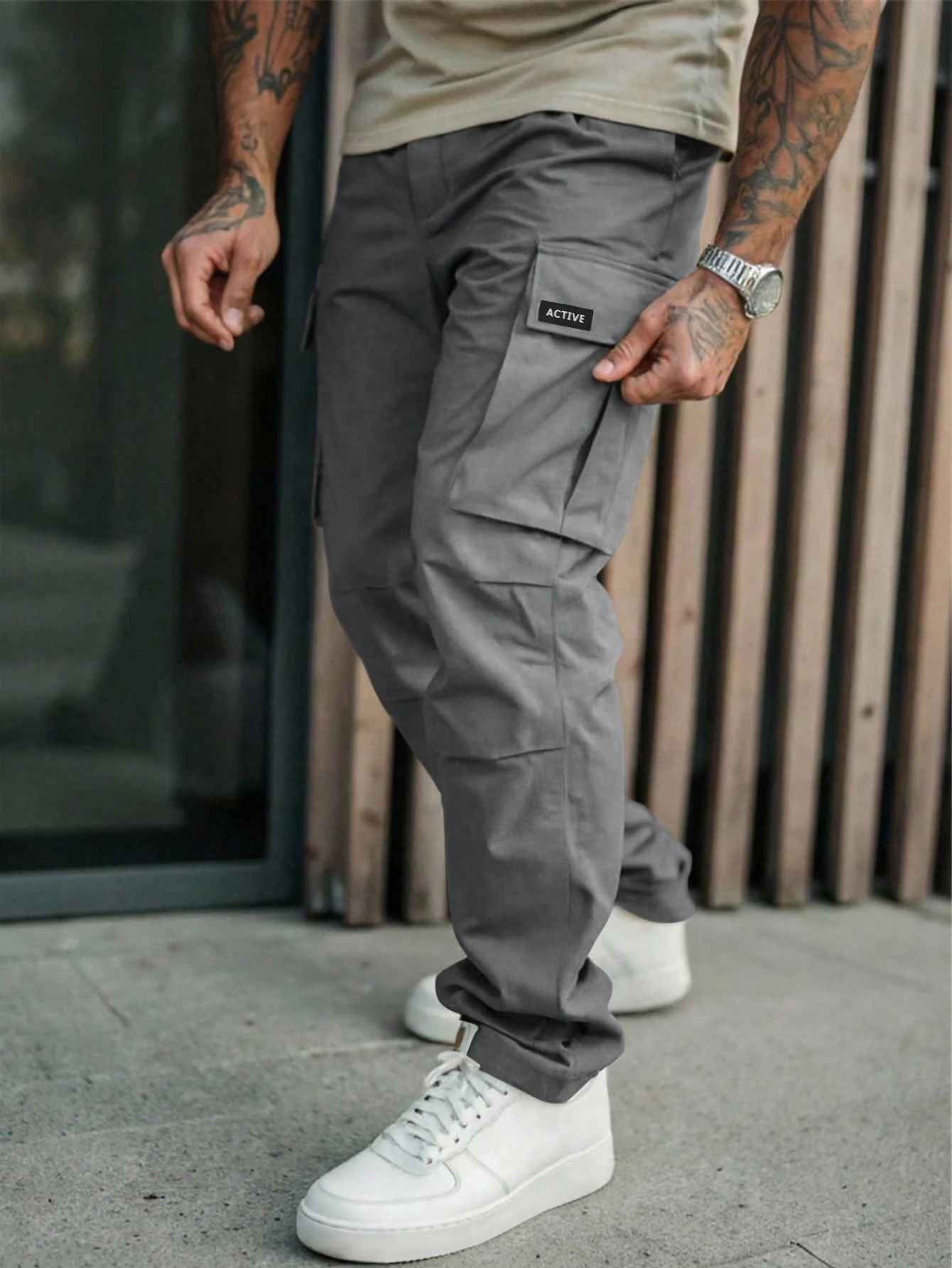 Manfinity Roughcore Pantalon cargo utilitaire de style américain à jambes droites, — vue 13