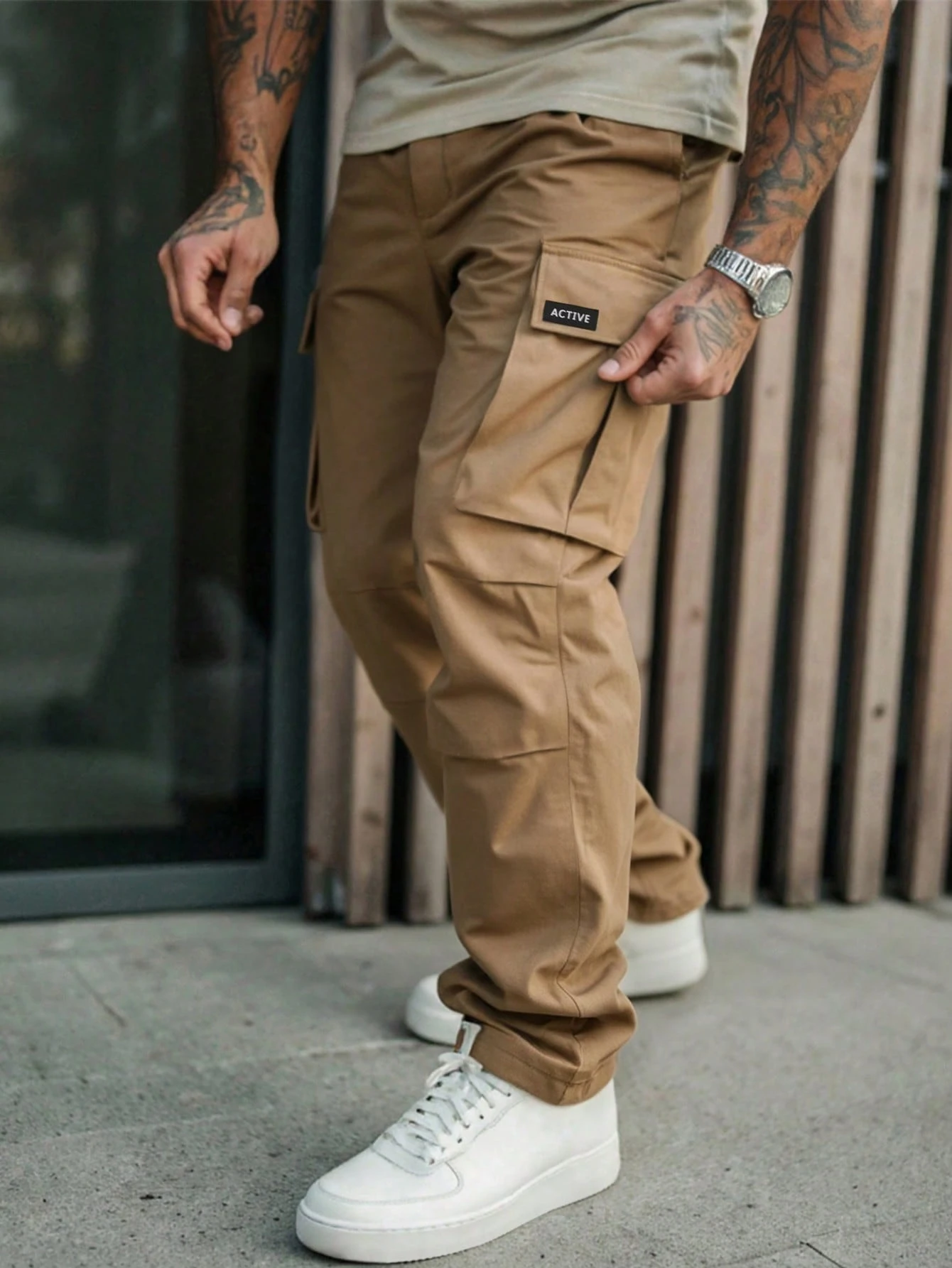 Manfinity Roughcore Pantalon cargo utilitaire de style américain à jambes droites, — vue 11