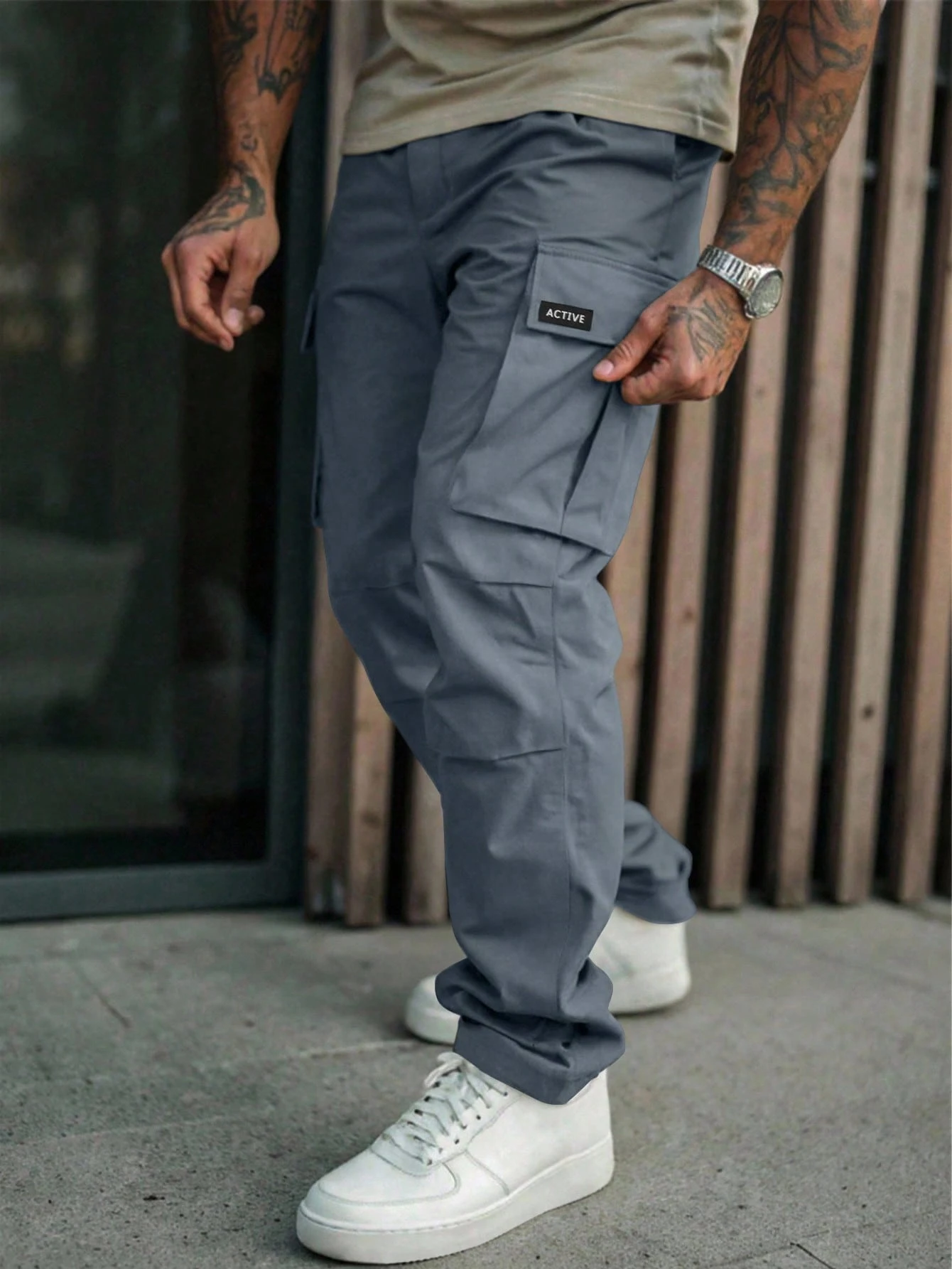 Manfinity Roughcore Pantalon cargo utilitaire de style américain à jambes droites, — vue 15