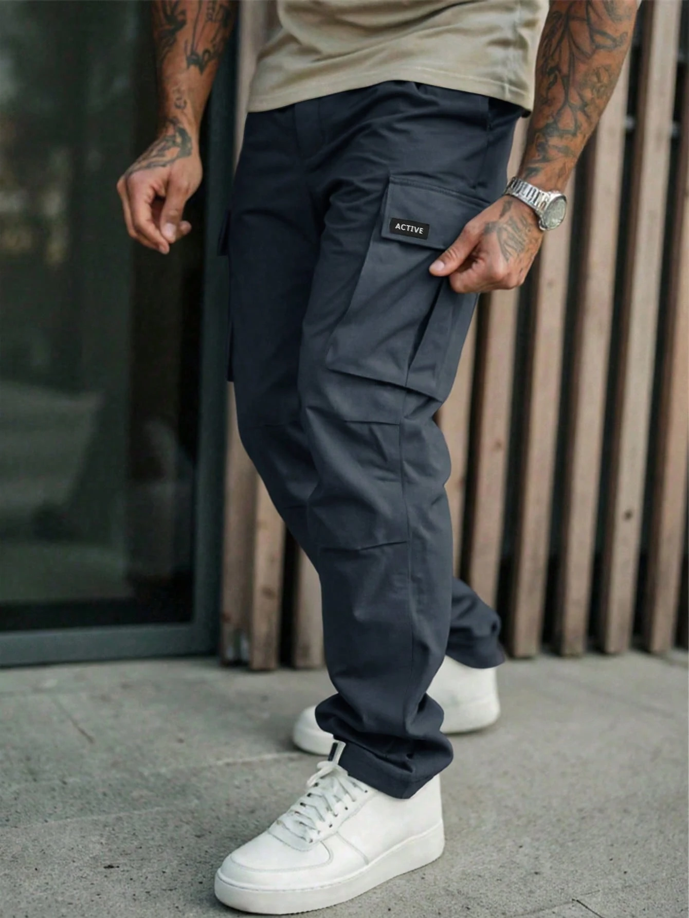 Manfinity Roughcore Pantalon cargo utilitaire de style américain à jambes droites, — vue 19