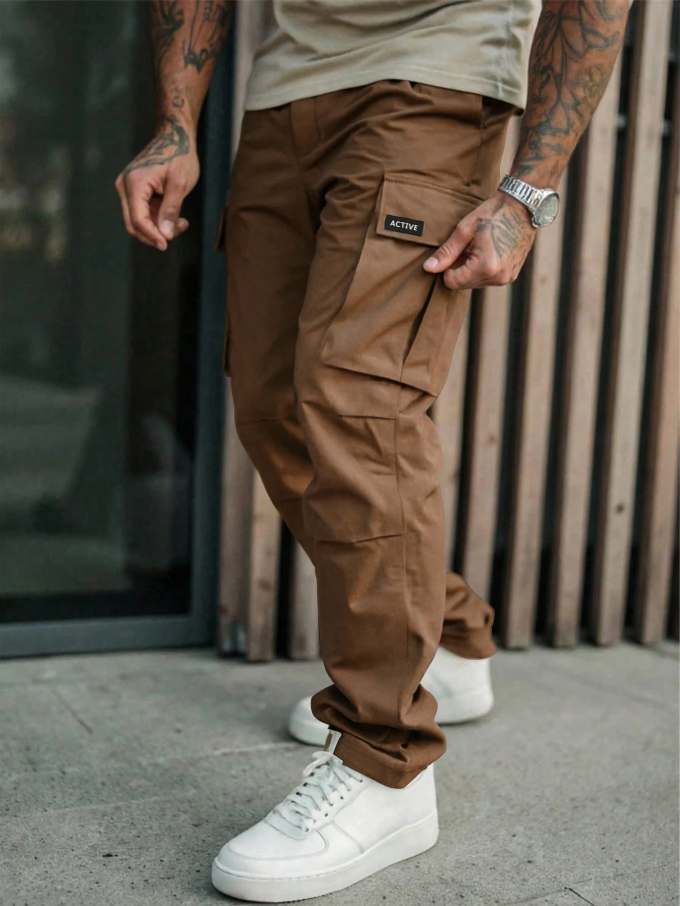 Manfinity Roughcore Pantalon cargo utilitaire de style américain à jambes droites, — vue 17
