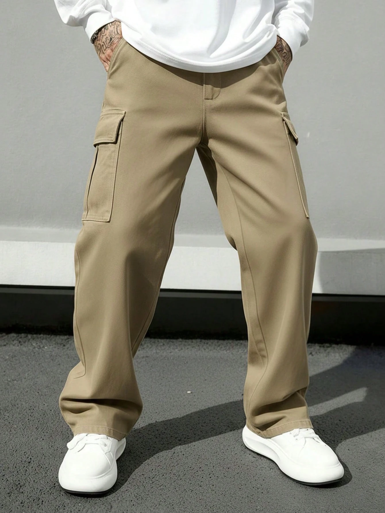 Pantalon cargo ample pour hommes avec poches et cordon de serrage à la taille, pantalon — vue 2