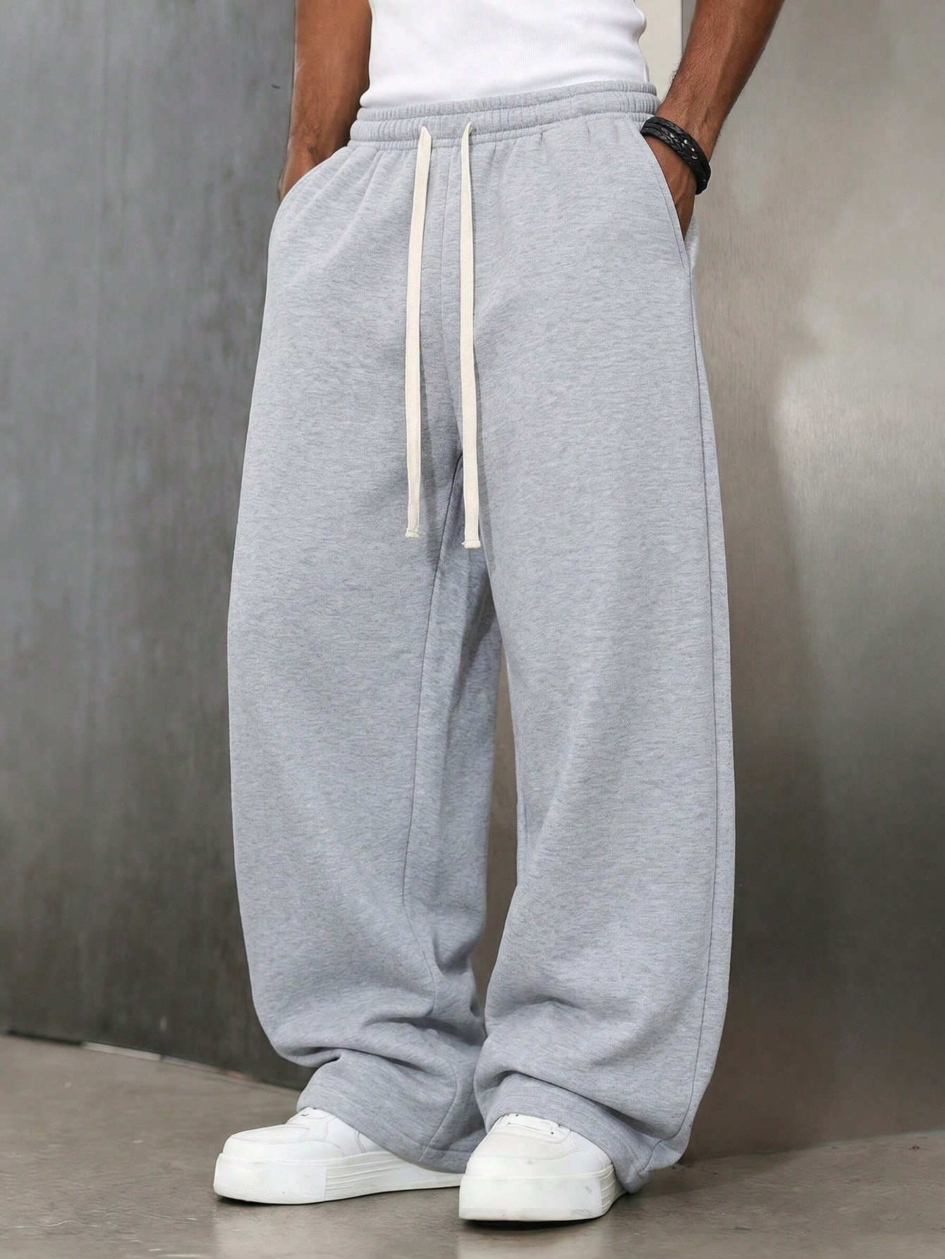 Cadeau de la Fête des Pères Pantalon en tricot minimaliste de couleur unie polyvalent