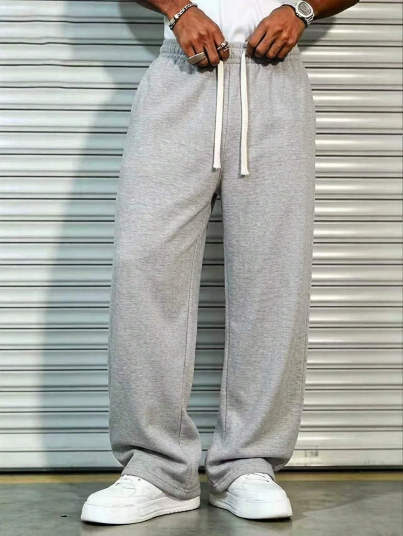 Cadeau de la Fête des Pères Pantalon en tricot minimaliste de couleur unie polyvalent — vue 4