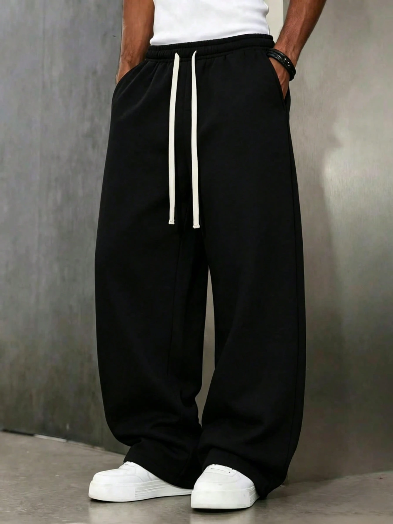 Cadeau de la Fête des Pères Pantalon en tricot minimaliste de couleur unie polyvalent — vue 6