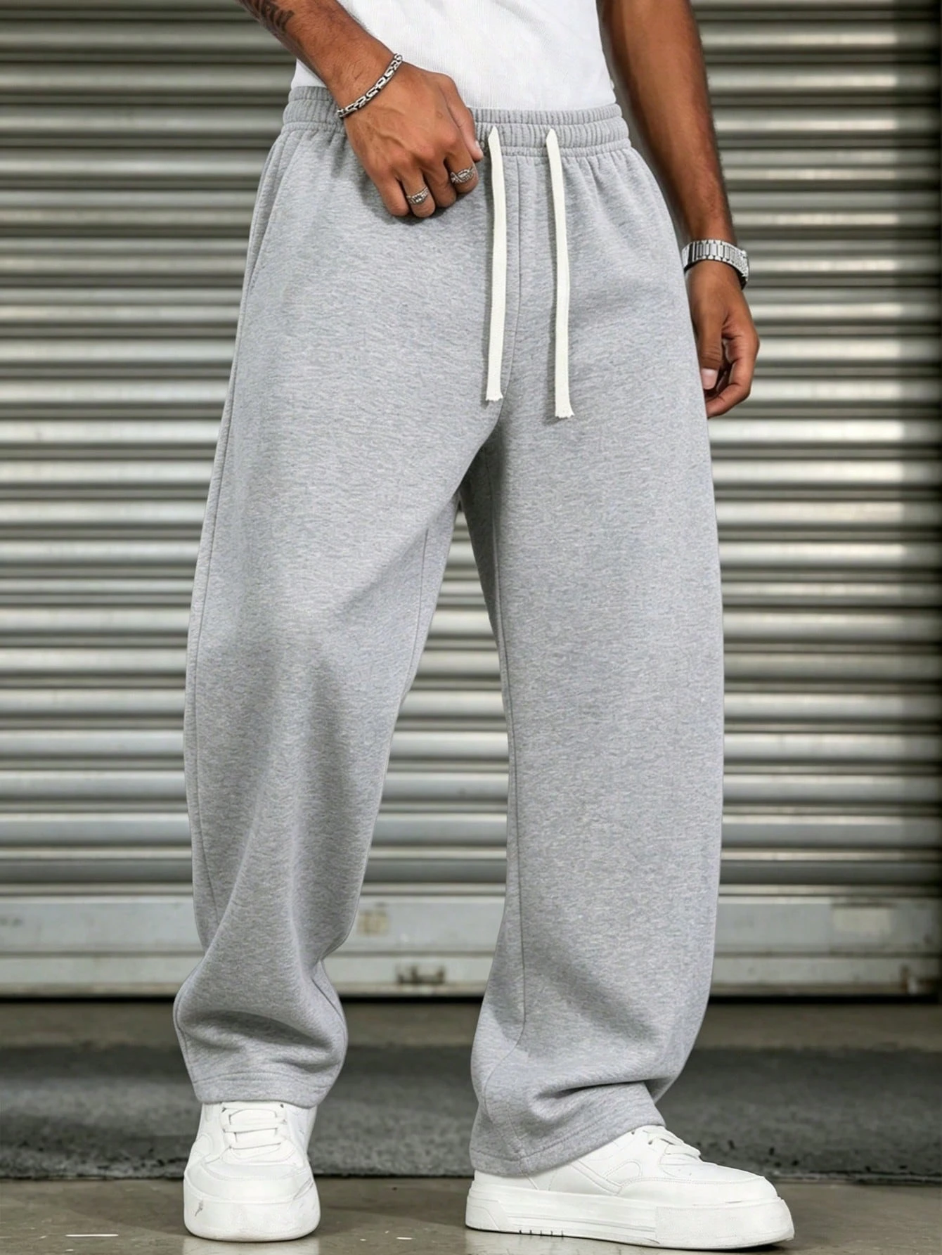 Cadeau de la Fête des Pères Pantalon en tricot minimaliste de couleur unie polyvalent — vue 2