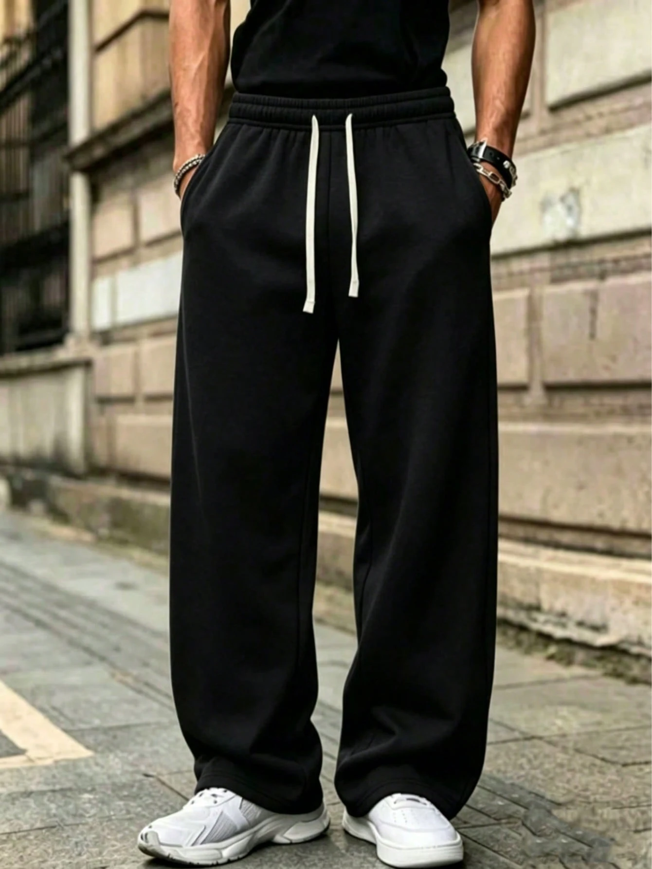 Cadeau de la Fête des Pères Pantalon en tricot minimaliste de couleur unie polyvalent — vue 10