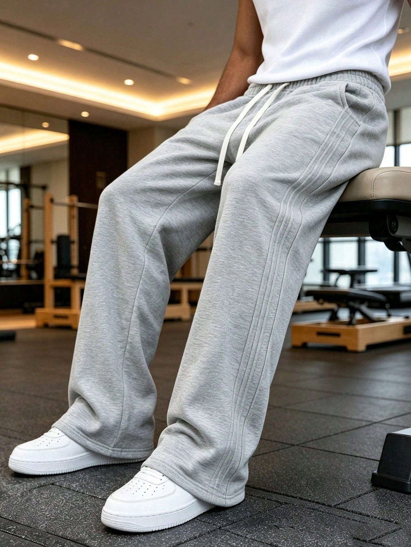 Pantalon de survêtement de sport à jambes larges, doux, respirant et drapé pour hommes,