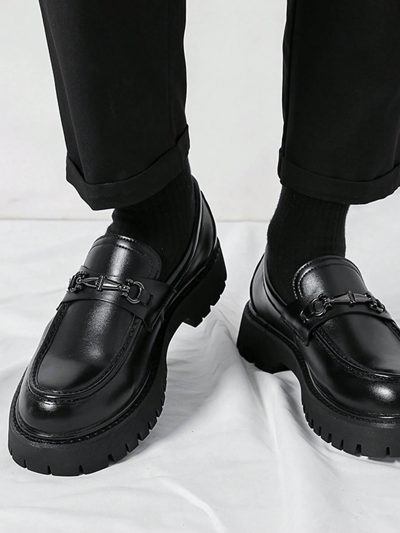 Chaussures formelles pour hommes, mocassins à enfiler à semelle épaisse, style — vue 5