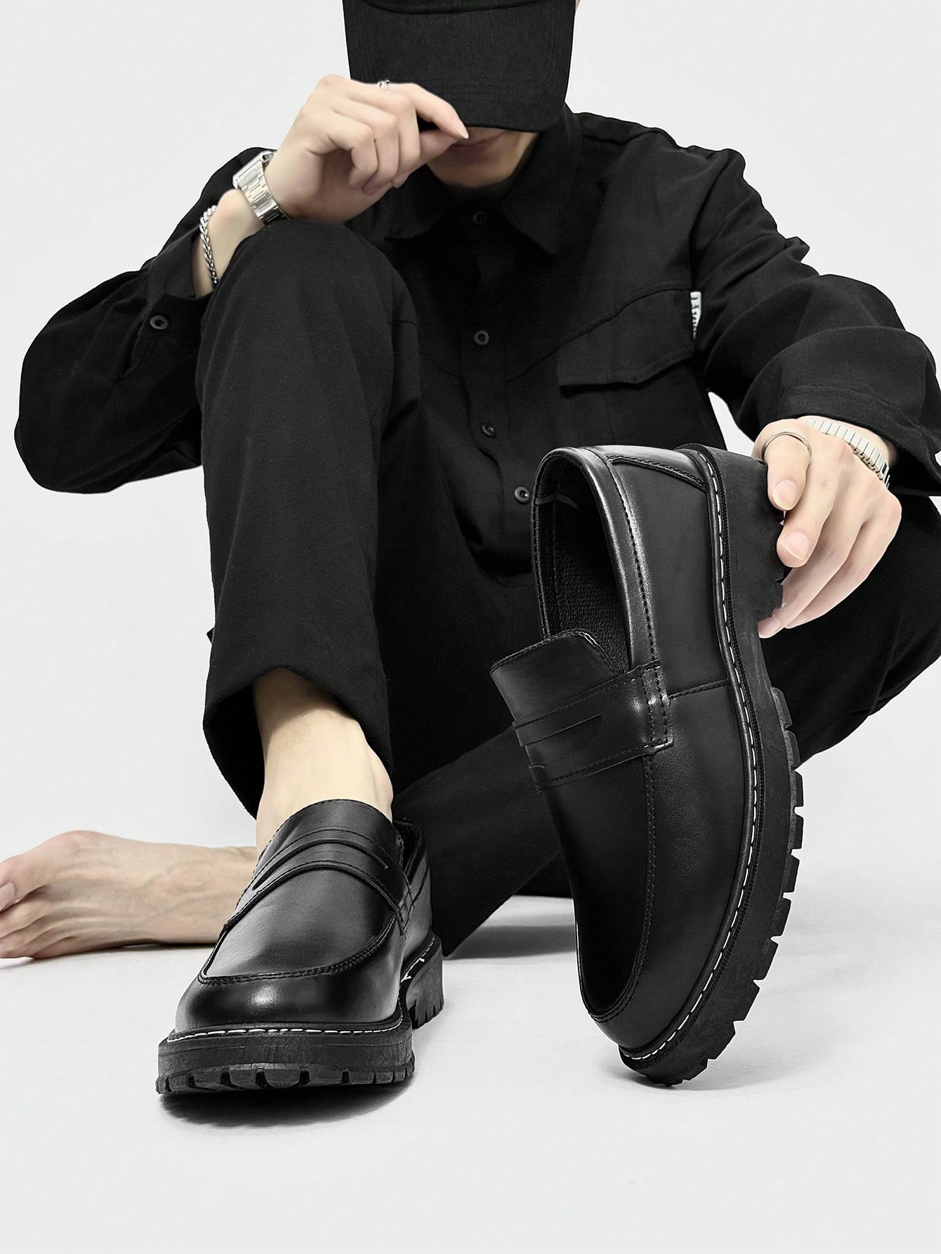 Chaussures habillées décontractées pour hommes à semelle épaisse - Chaussures habillées — vue 3