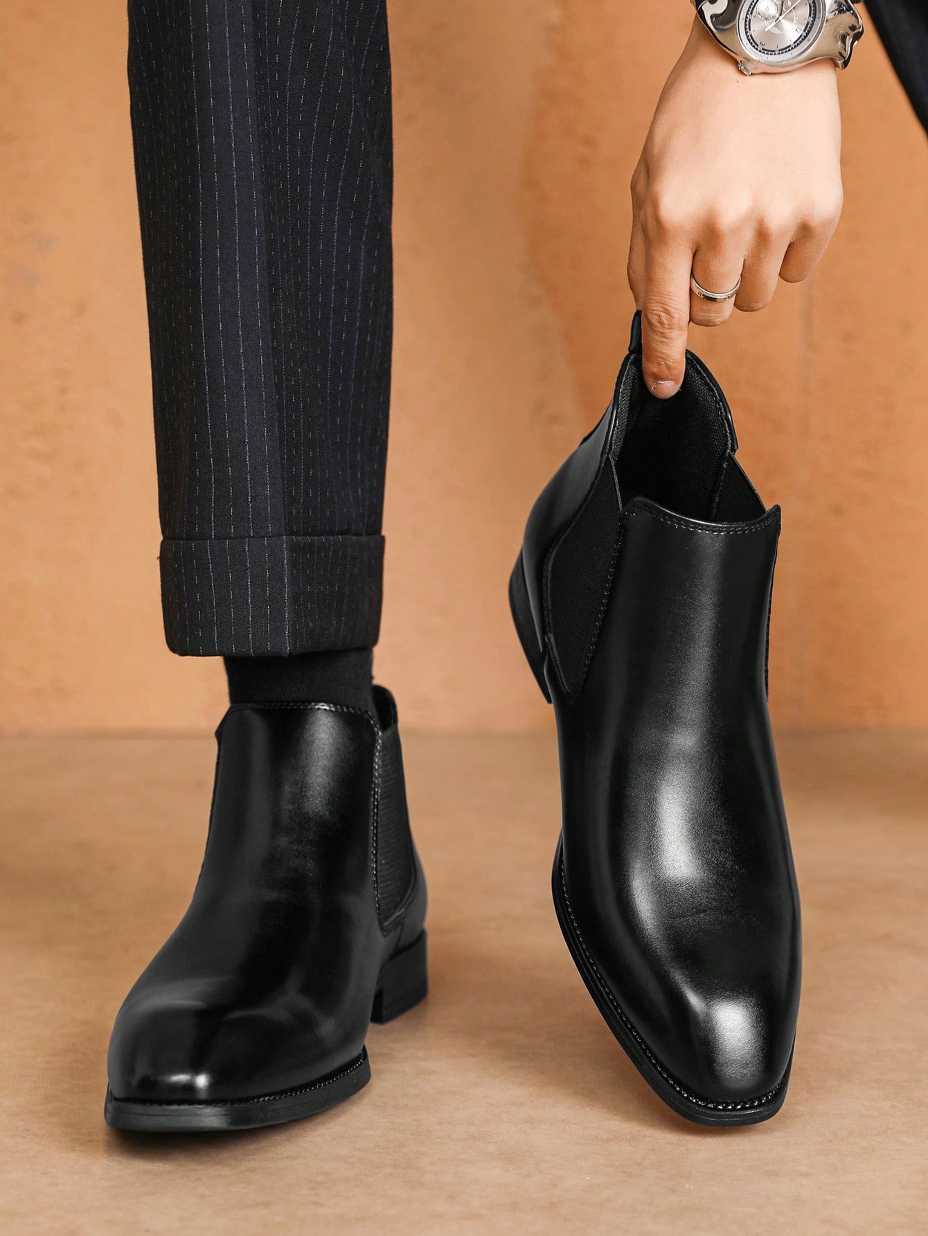 Bottes Chelsea rétro faites à la main pour hommes, bottes style britannique hautes — vue 4