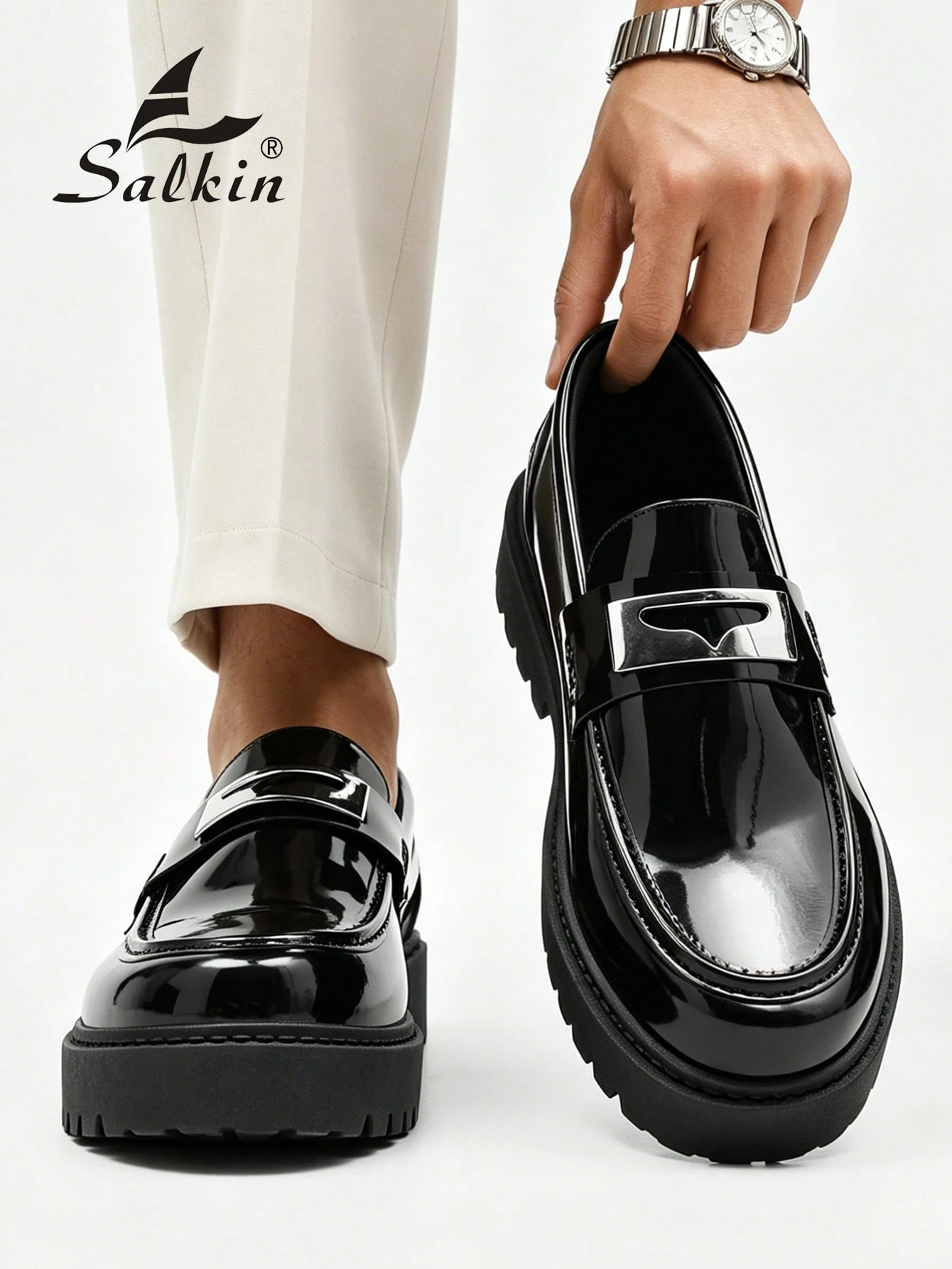 Salkin Nouvelles mocassins à enfiler de designer de mode pour hommes, chaussures sociales — vue 12