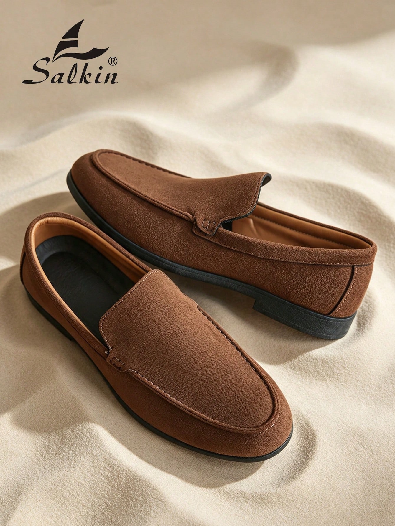 Salkin Mocassins Penny classiques de designer pour hommes, à enfiler, couleur unie, en — vue 19