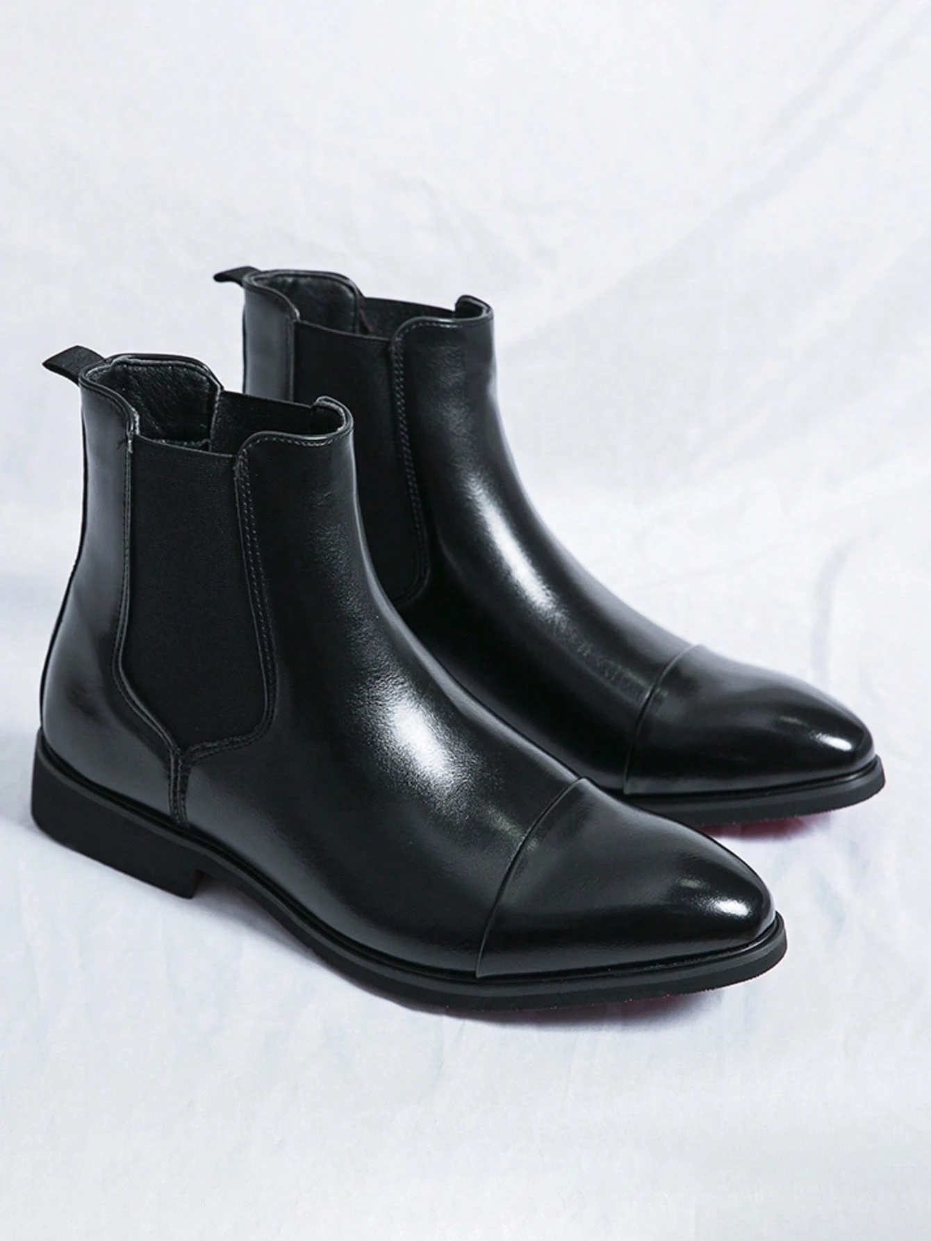 Bottes Chelsea pour hommes à enfiler, semelle rouge, chaussures de travail en PU, bout — vue 5