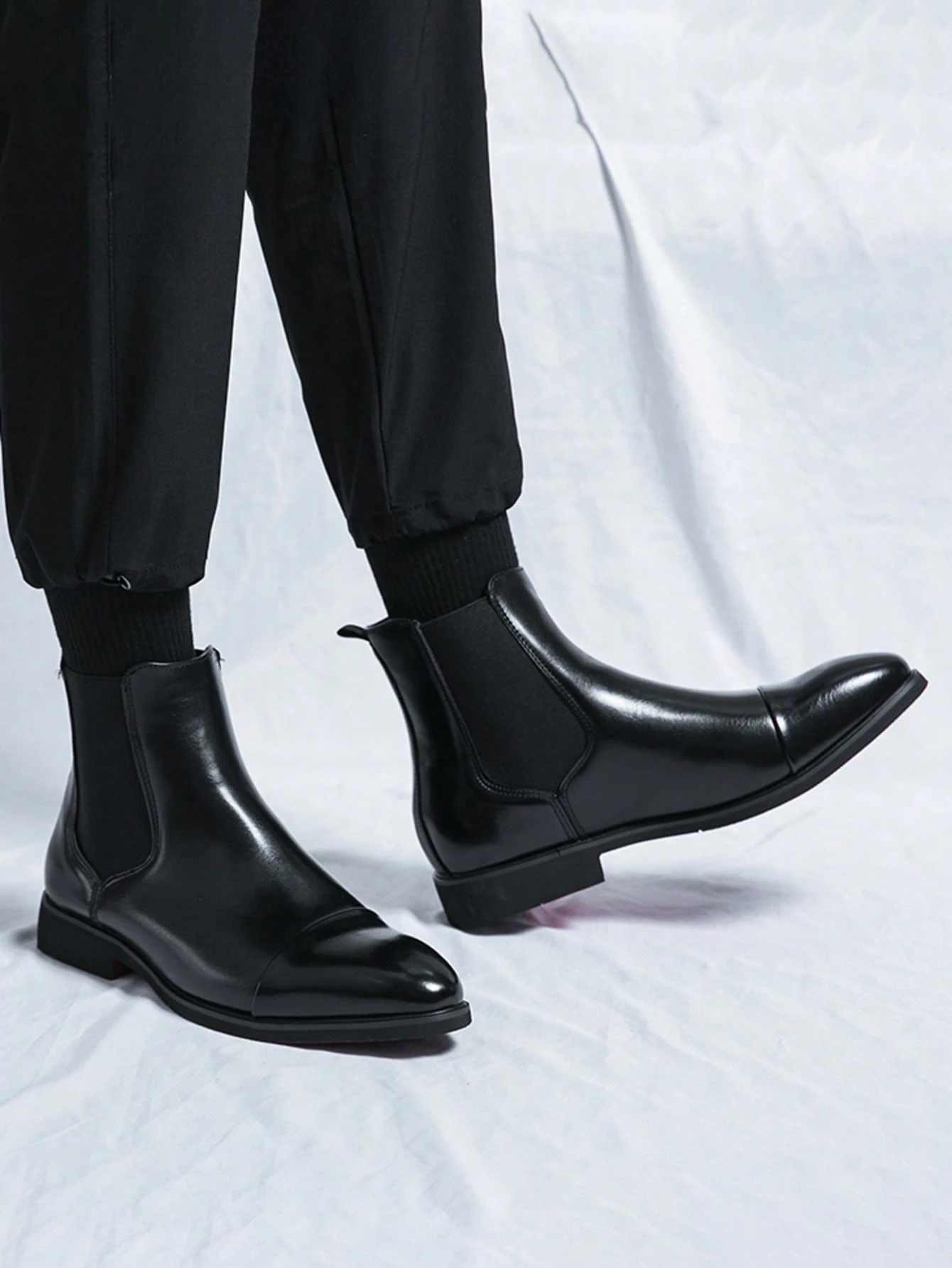 Bottes Chelsea pour hommes à enfiler, semelle rouge, chaussures de travail en PU, bout — vue 10