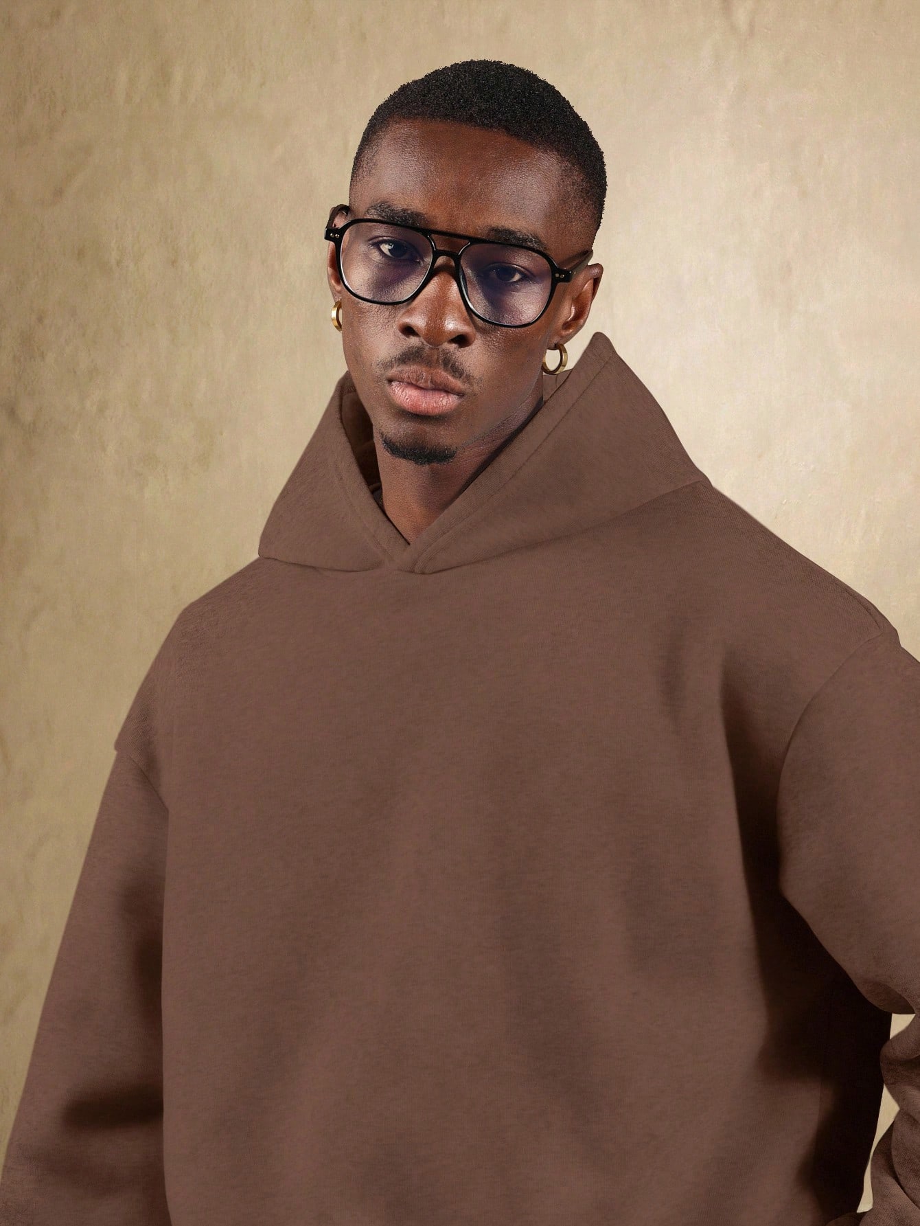 SUMWON Sweat-shirt à capuche, Sweat-shirt-shirt vintage ample à col rond - Marron, — vue 8