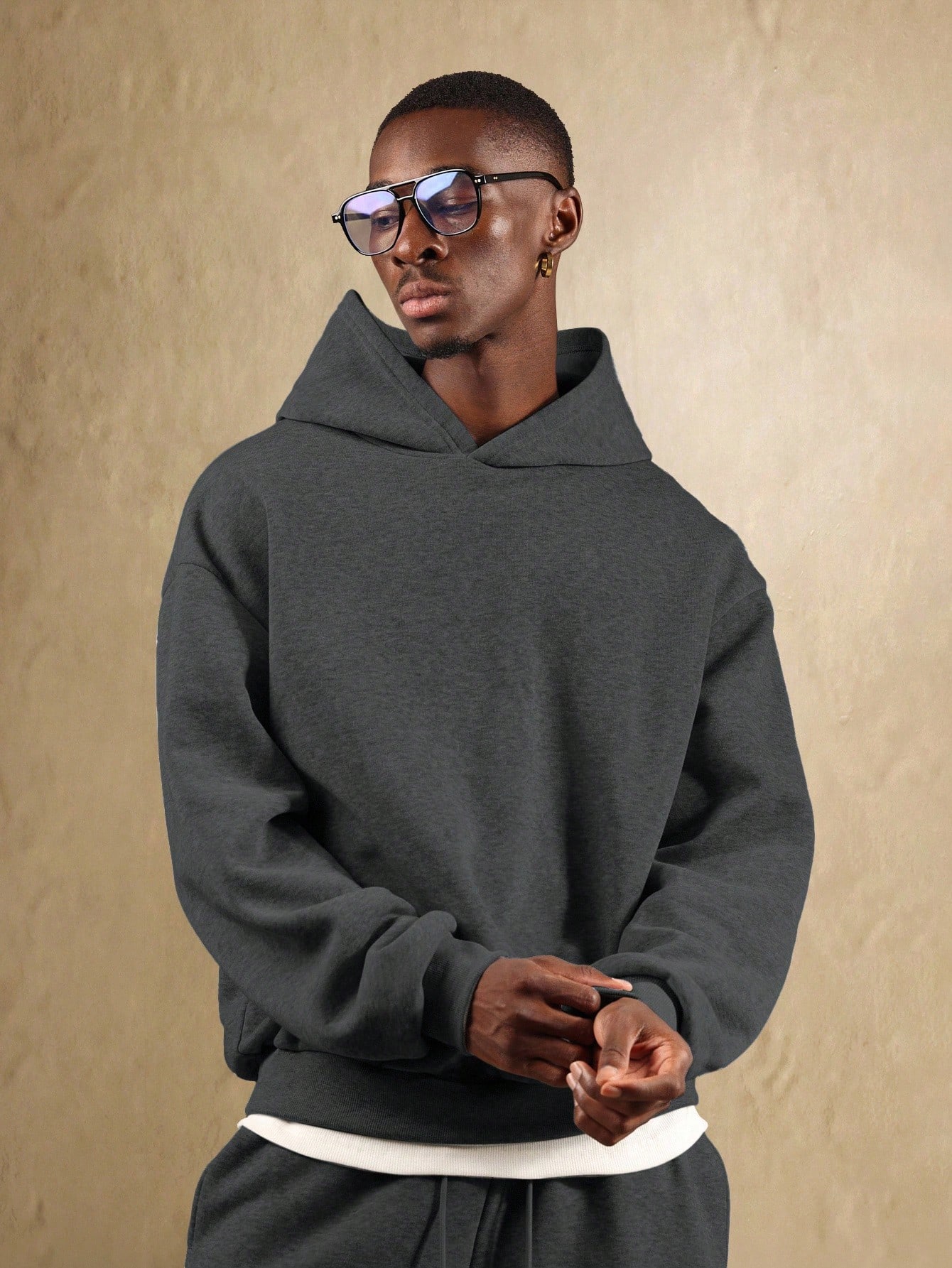 SUMWON Sweat-shirt à capuche, Sweat-shirt-shirt vintage ample à col rond - Marron, — vue 14