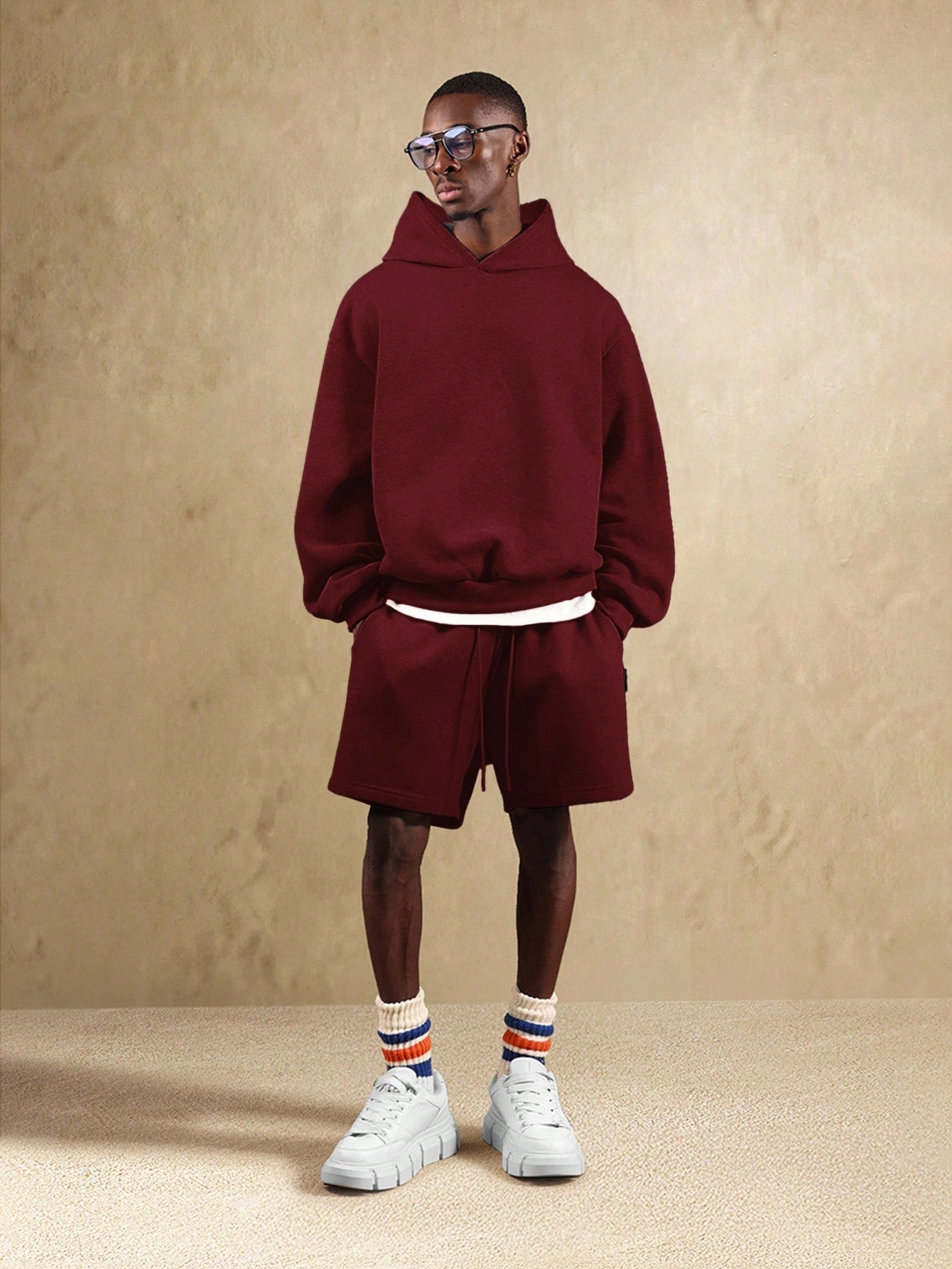 SUMWON Sweat-shirt à capuche, Sweat-shirt-shirt vintage ample à col rond - Marron, — vue 18