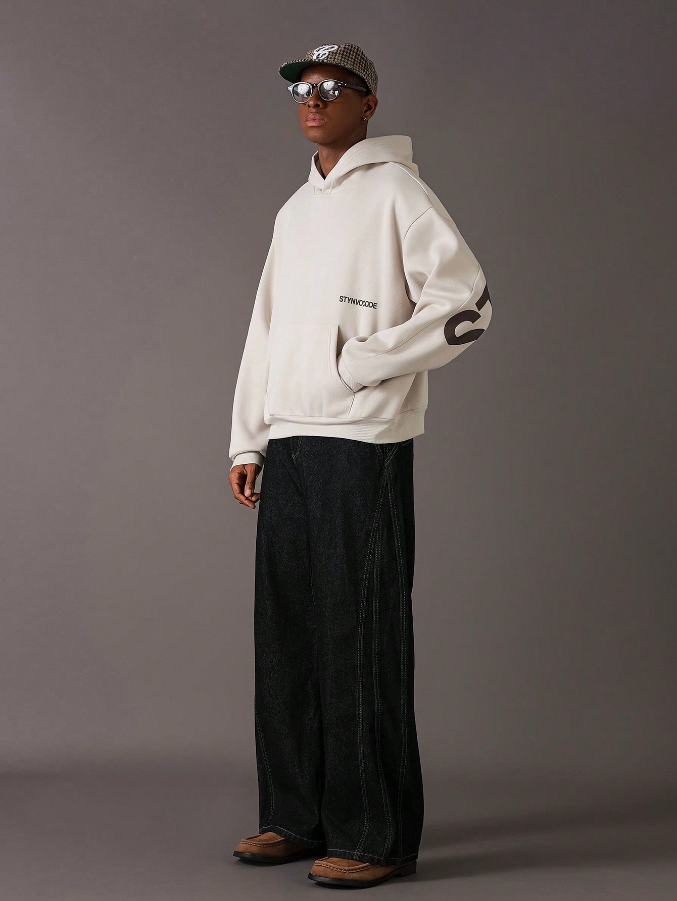 STYNVO sweat-shirt à capuche décontracté à manches longues avec poche et imprimé lettres — vue 3