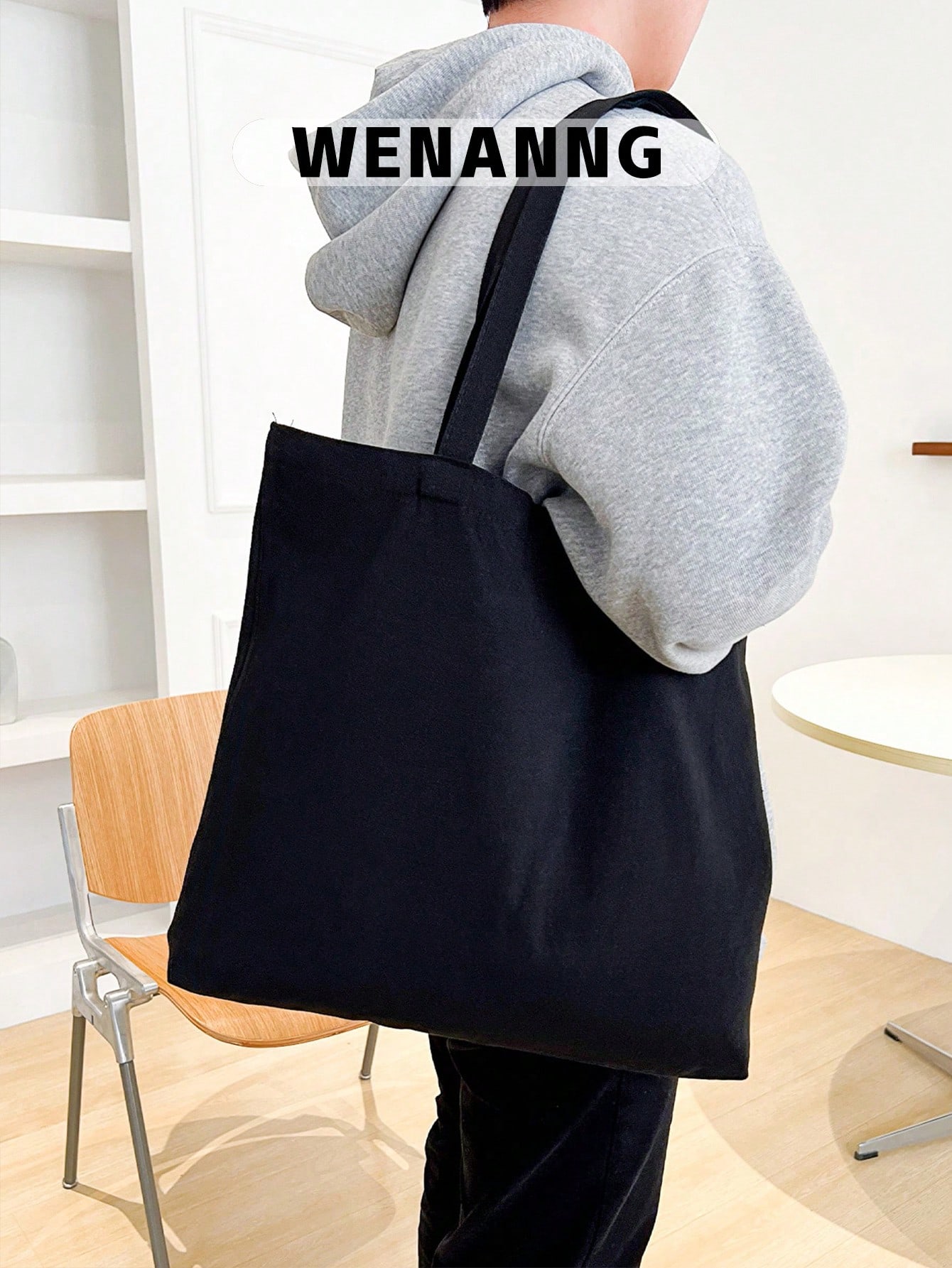 Sac fourre-tout en canevas réutilisable, grande capacité, design minimaliste décontracté,