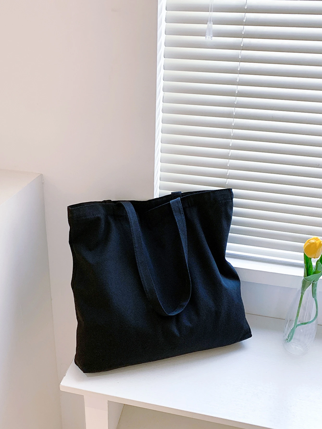 Sac fourre-tout en canevas réutilisable, grande capacité, design minimaliste décontracté, — vue 7