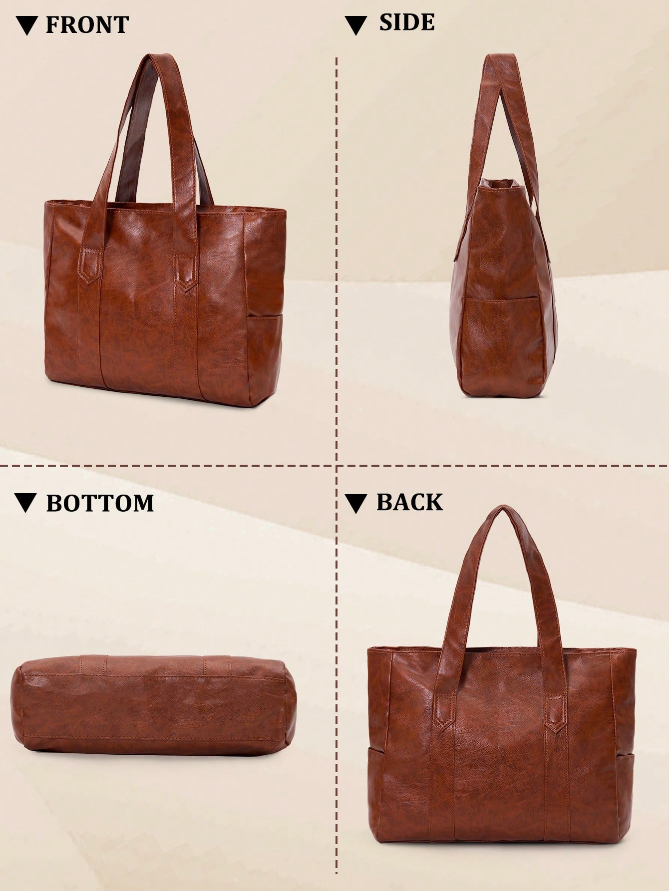 NEWHEY Petit sac à main minimaliste pour hommes - Sac fourre-tout en PU, sac de travail — vue 4