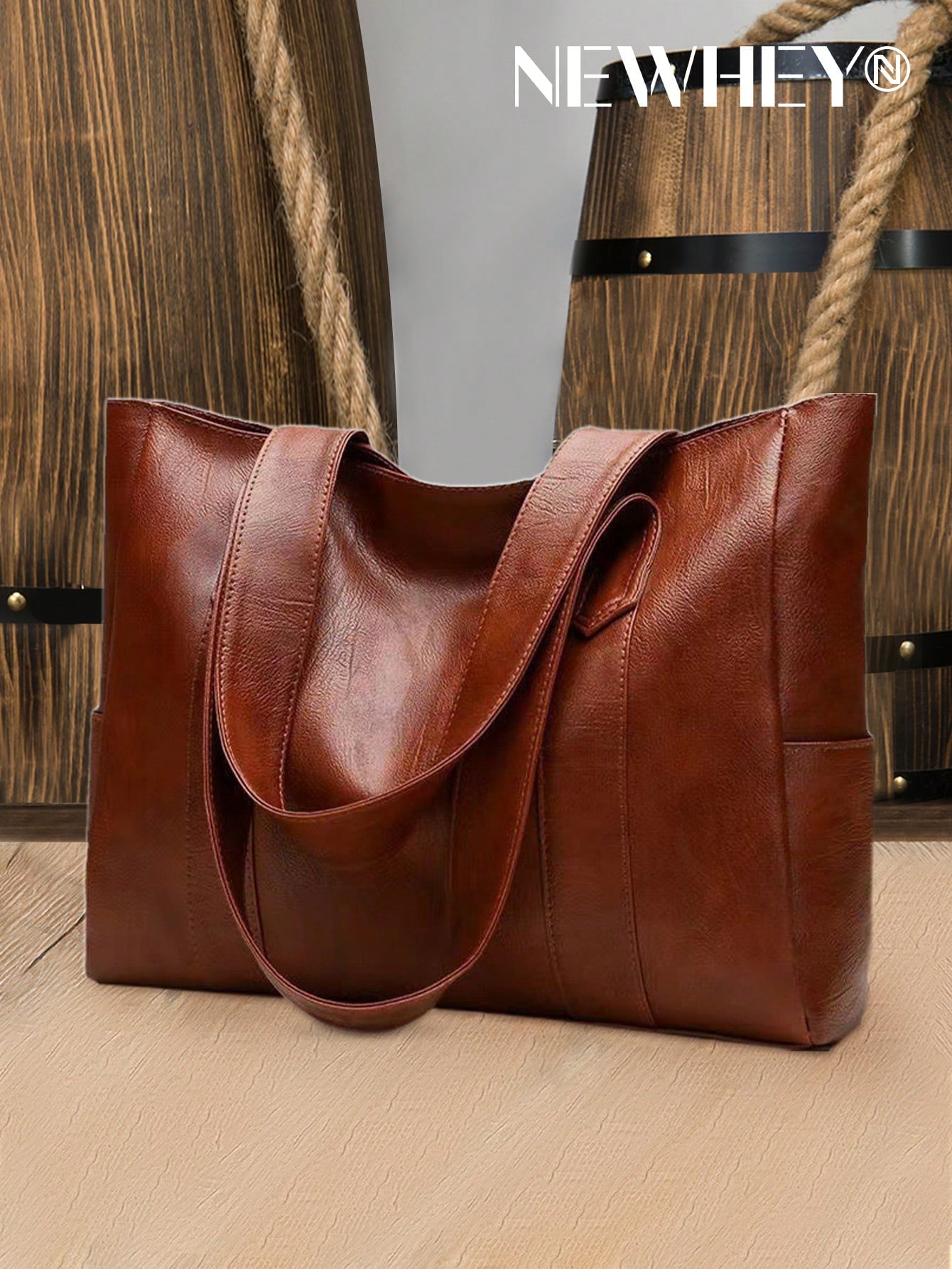 NEWHEY Petit sac à main minimaliste pour hommes - Sac fourre-tout en PU, sac de travail — vue 11