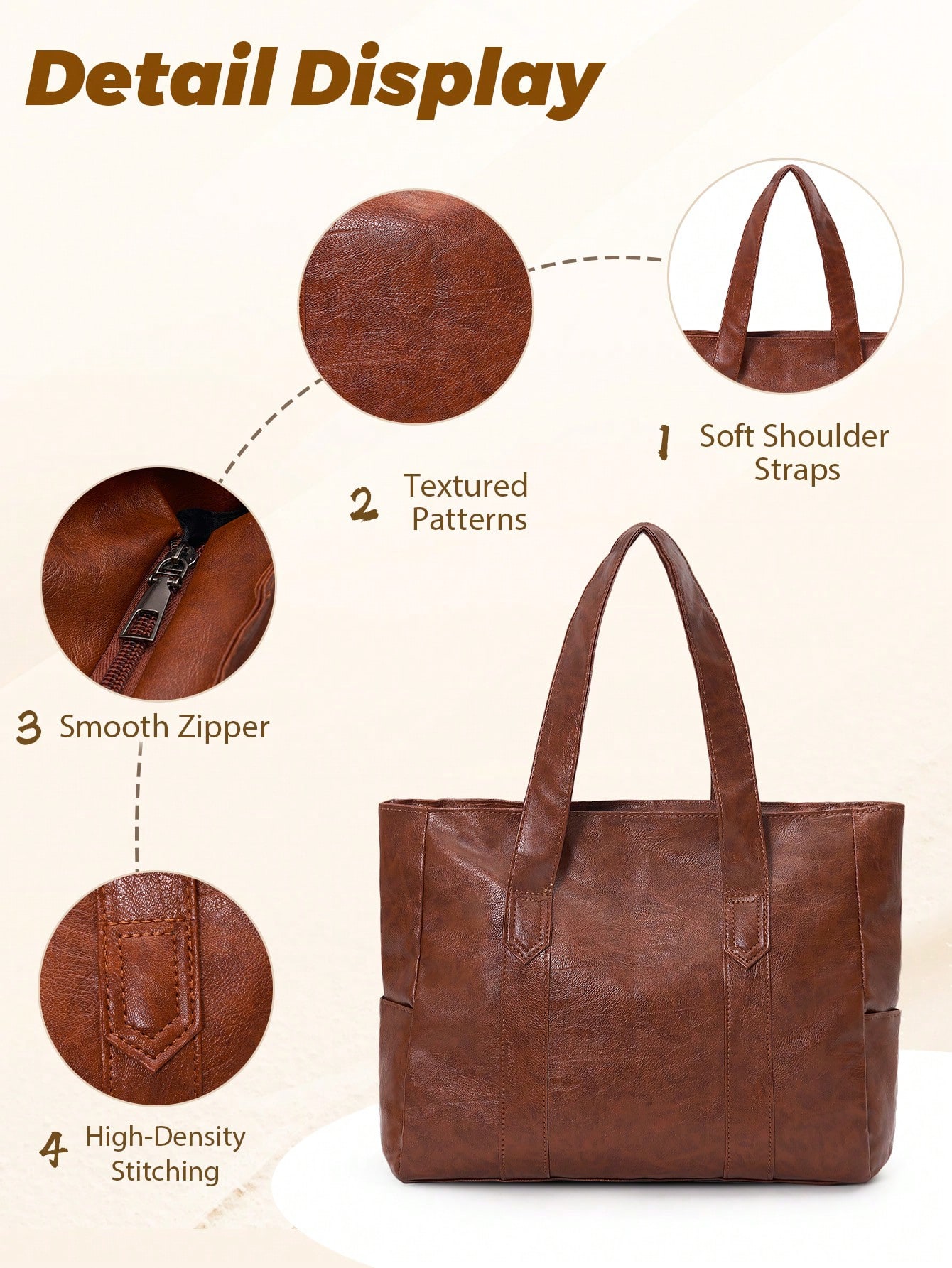 NEWHEY Petit sac à main minimaliste pour hommes - Sac fourre-tout en PU, sac de travail — vue 7