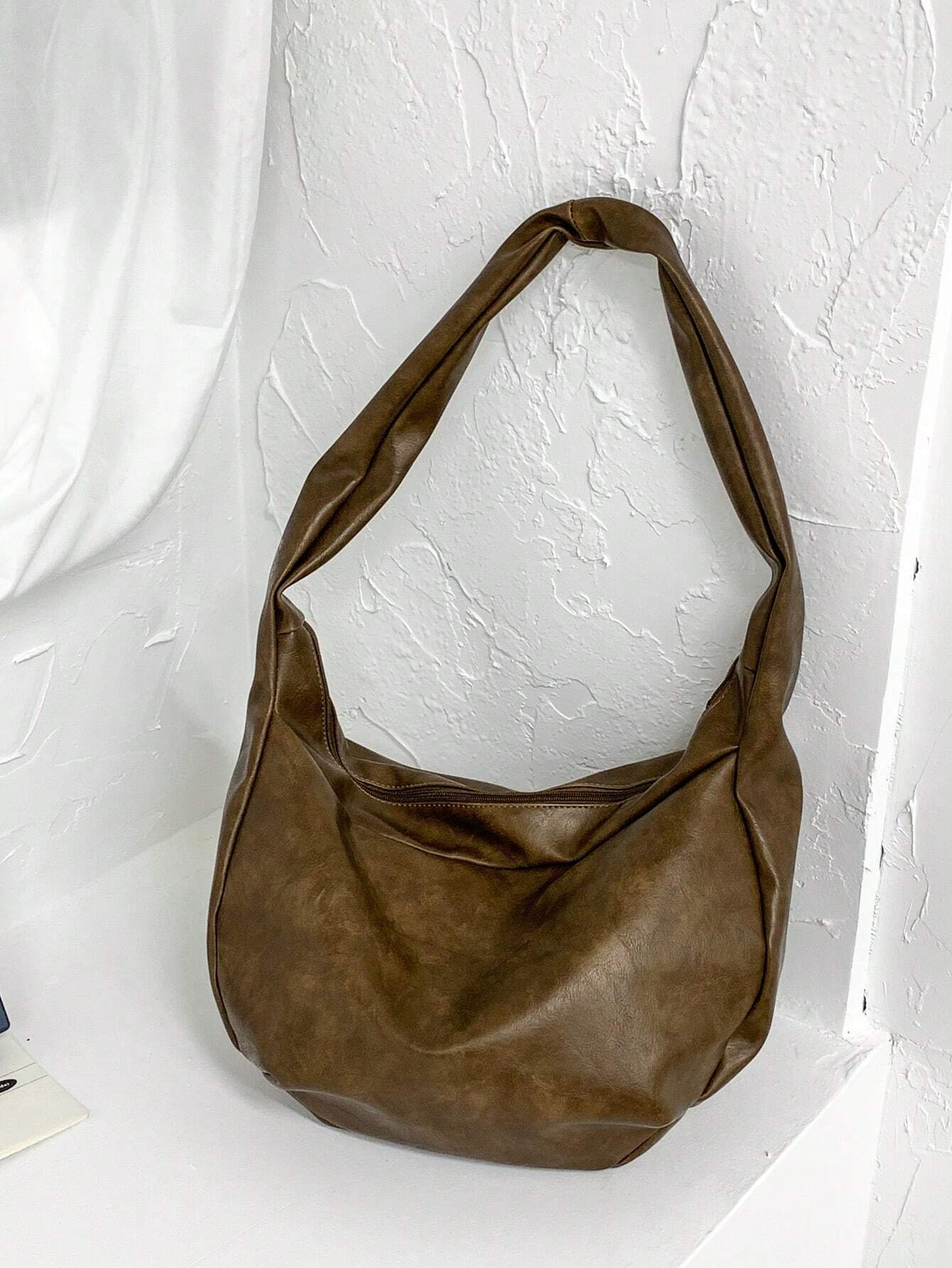 Sac bandoulière vintage décontracté à la mode, grande capacité, sac fourre-tout hobo à — vue 6