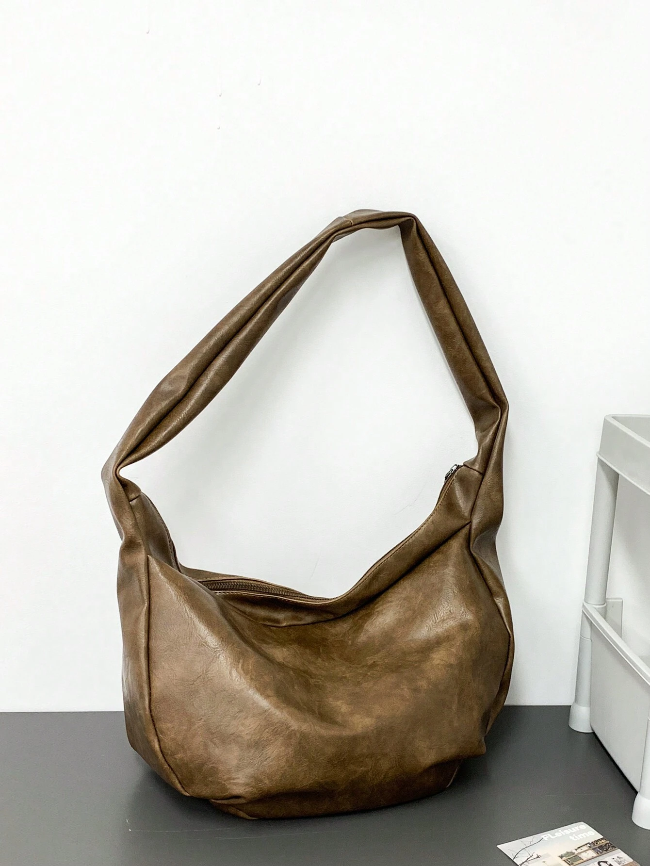 Sac bandoulière vintage décontracté à la mode, grande capacité, sac fourre-tout hobo à — vue 5