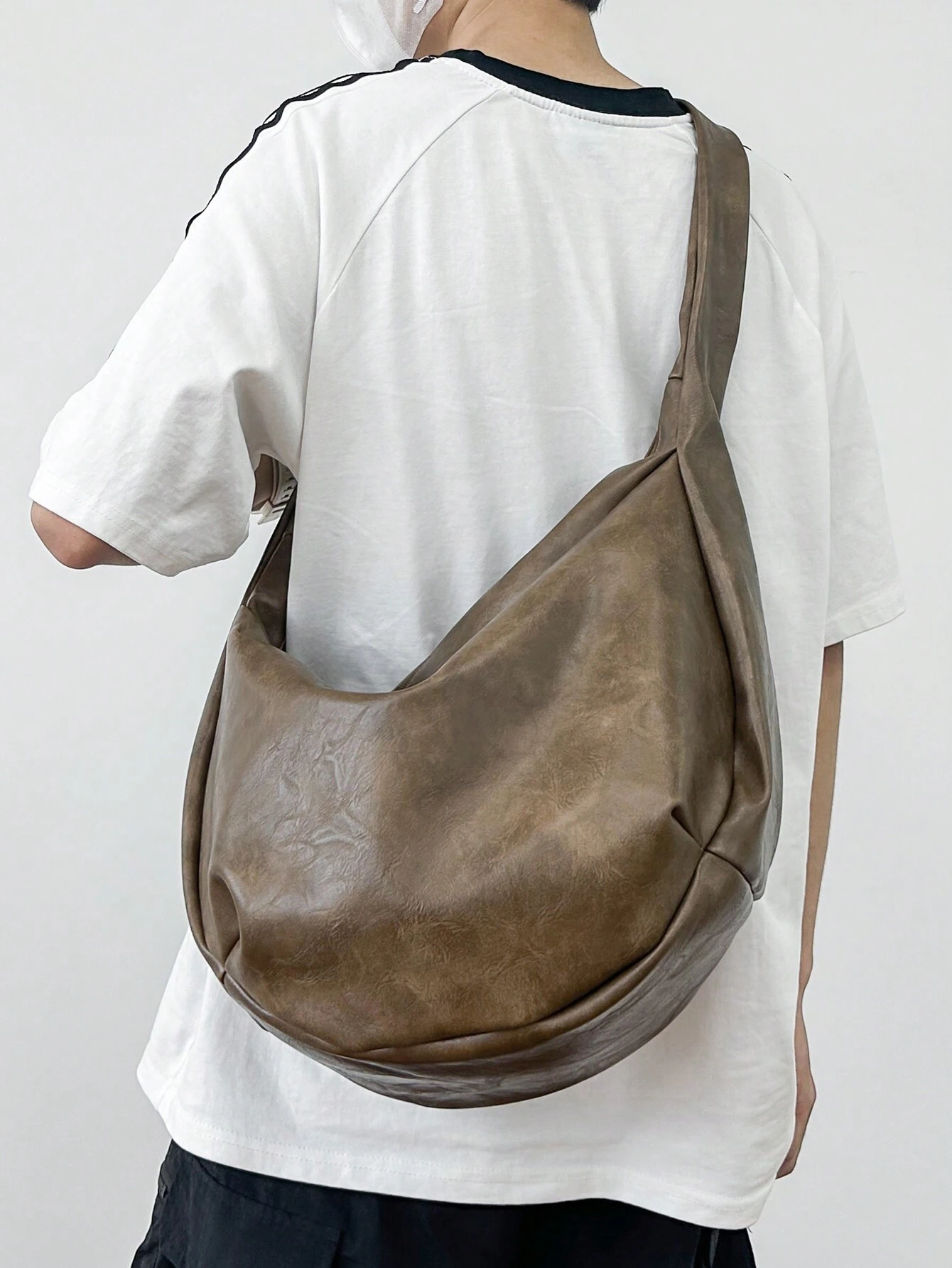 Sac bandoulière vintage décontracté à la mode, grande capacité, sac fourre-tout hobo à — vue 3