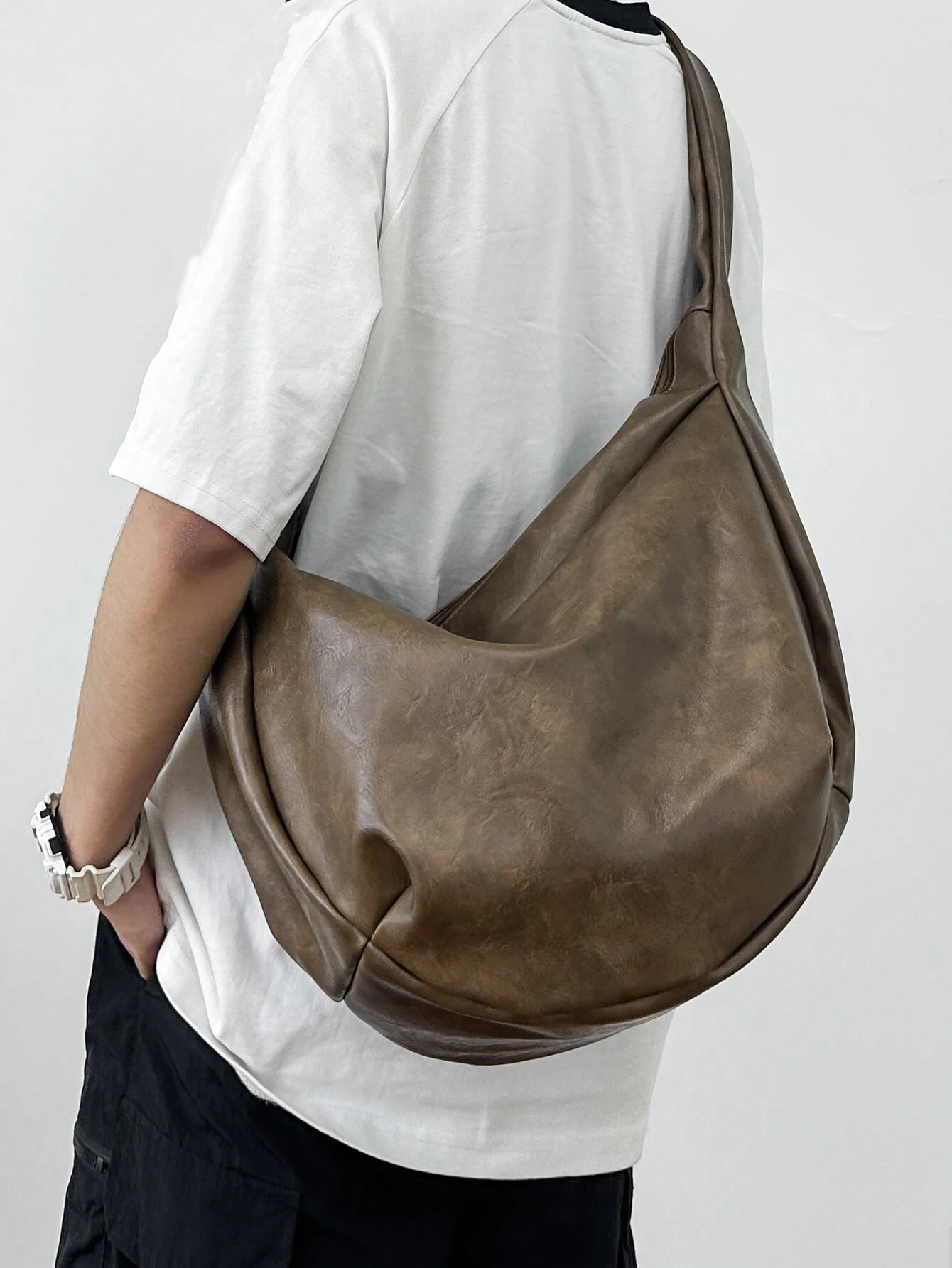 Sac bandoulière vintage décontracté à la mode, grande capacité, sac fourre-tout hobo à