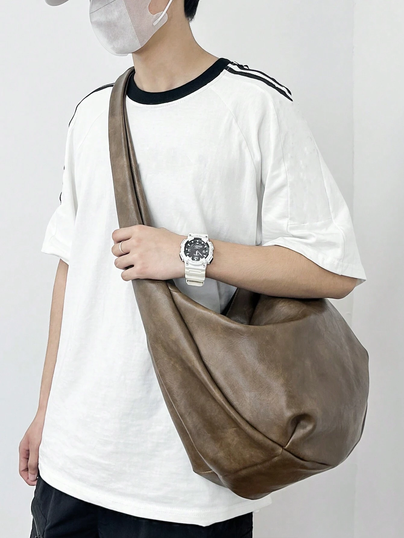 Sac bandoulière vintage décontracté à la mode, grande capacité, sac fourre-tout hobo à — vue 2