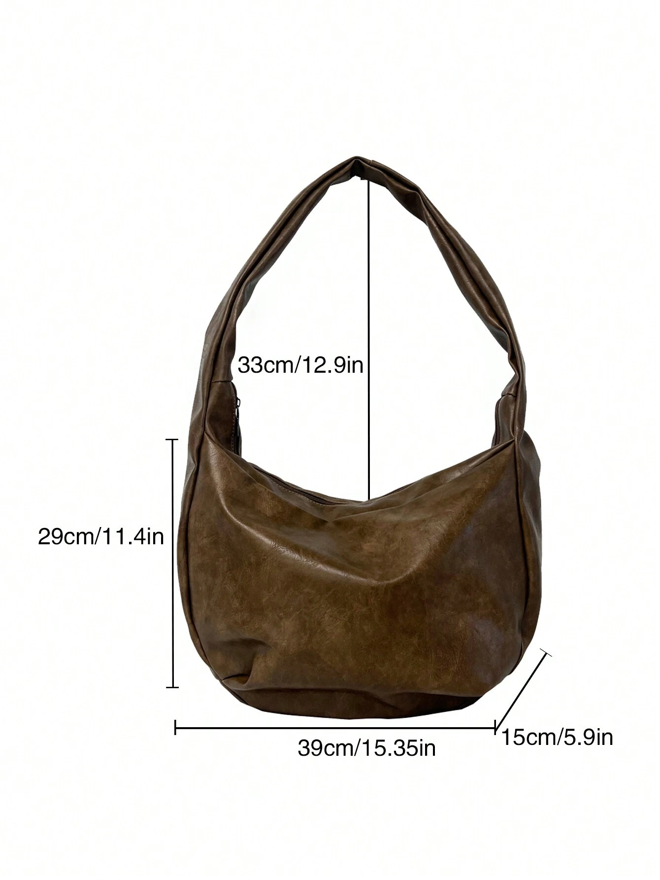 Sac bandoulière vintage décontracté à la mode, grande capacité, sac fourre-tout hobo à — vue 9