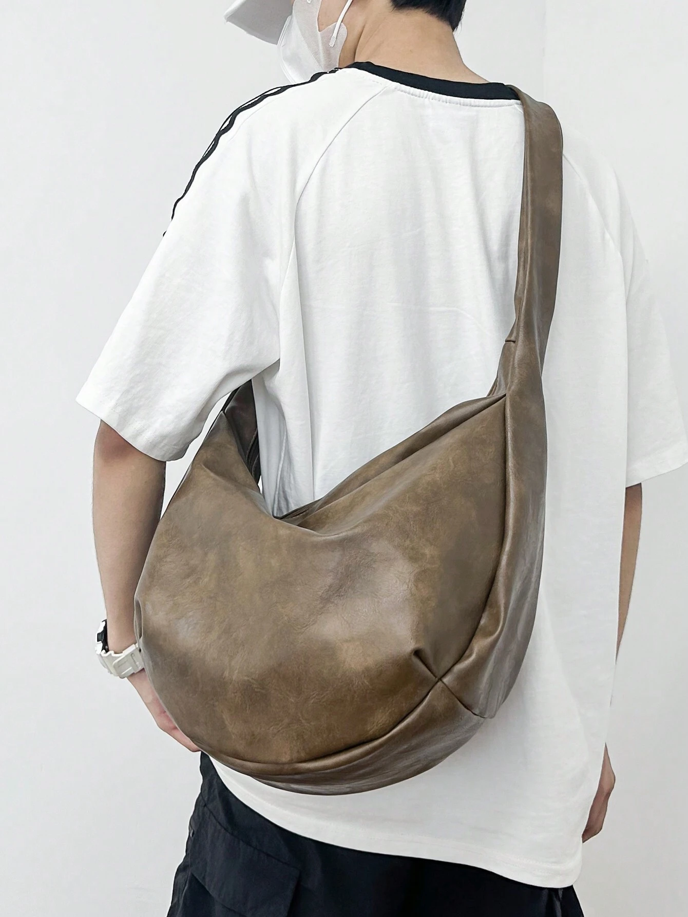Sac bandoulière vintage décontracté à la mode, grande capacité, sac fourre-tout hobo à — vue 11