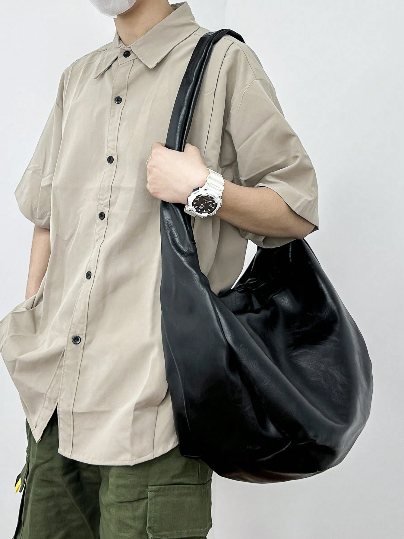 Sac bandoulière vintage décontracté à la mode, grande capacité, sac fourre-tout hobo à — vue 14